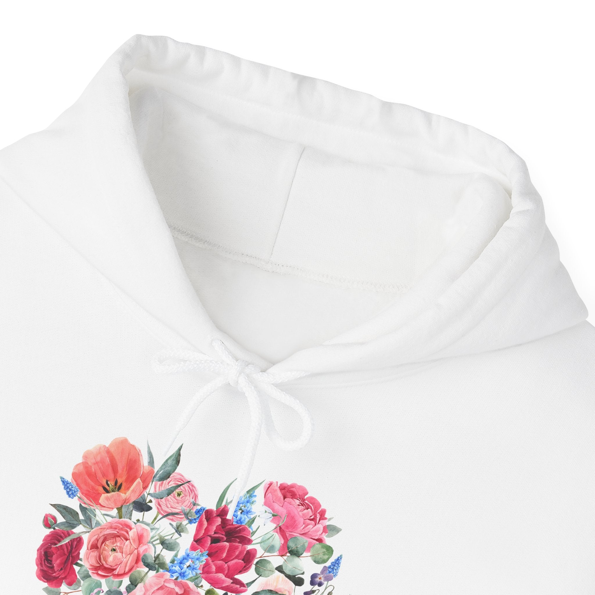 Floral Heart Hoodie — Watercolor Rose Heart Pullover for Women & Teens