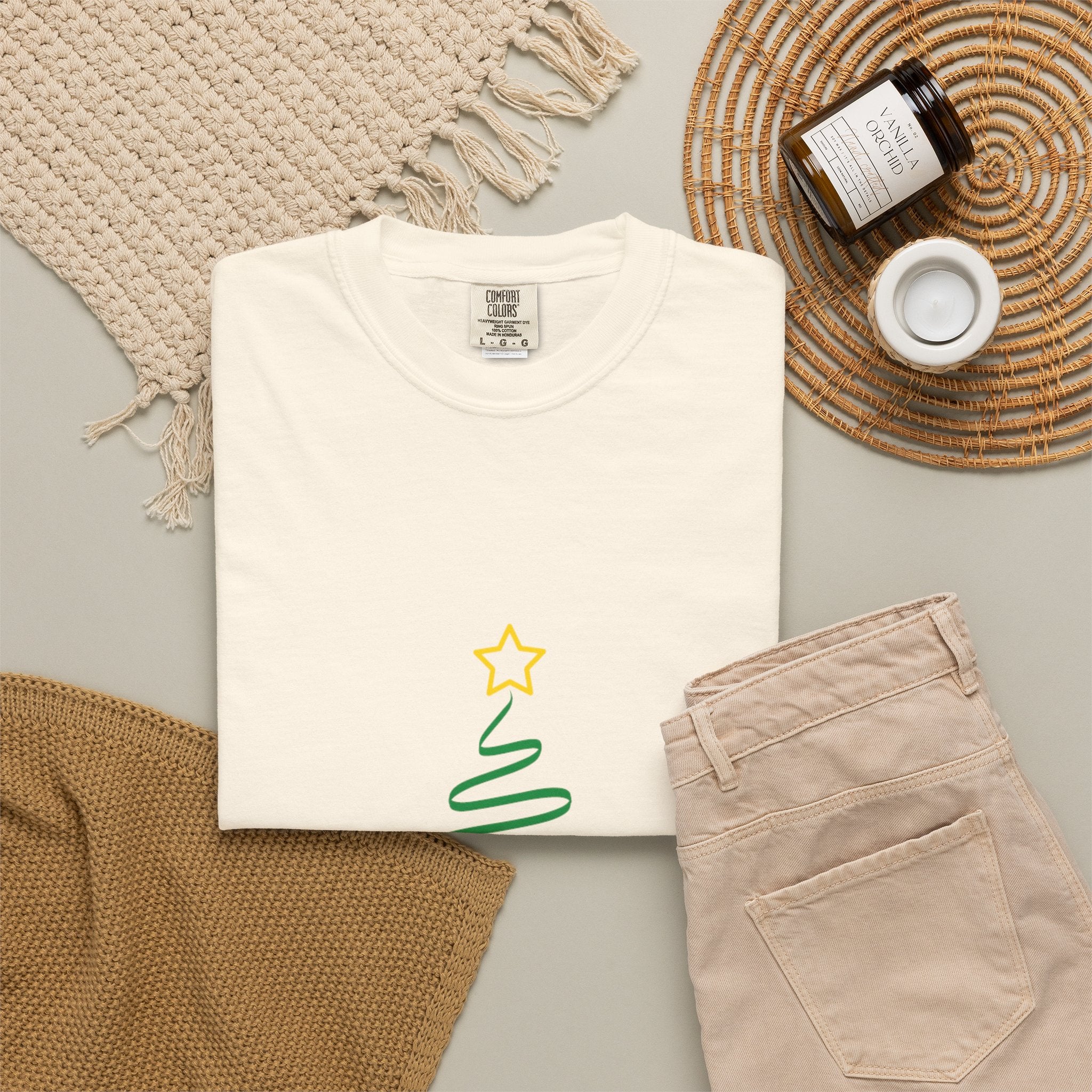 Holiday Spiral Christmas Tree T-Shirt — "Happy Holidays" Minimalist Graphic