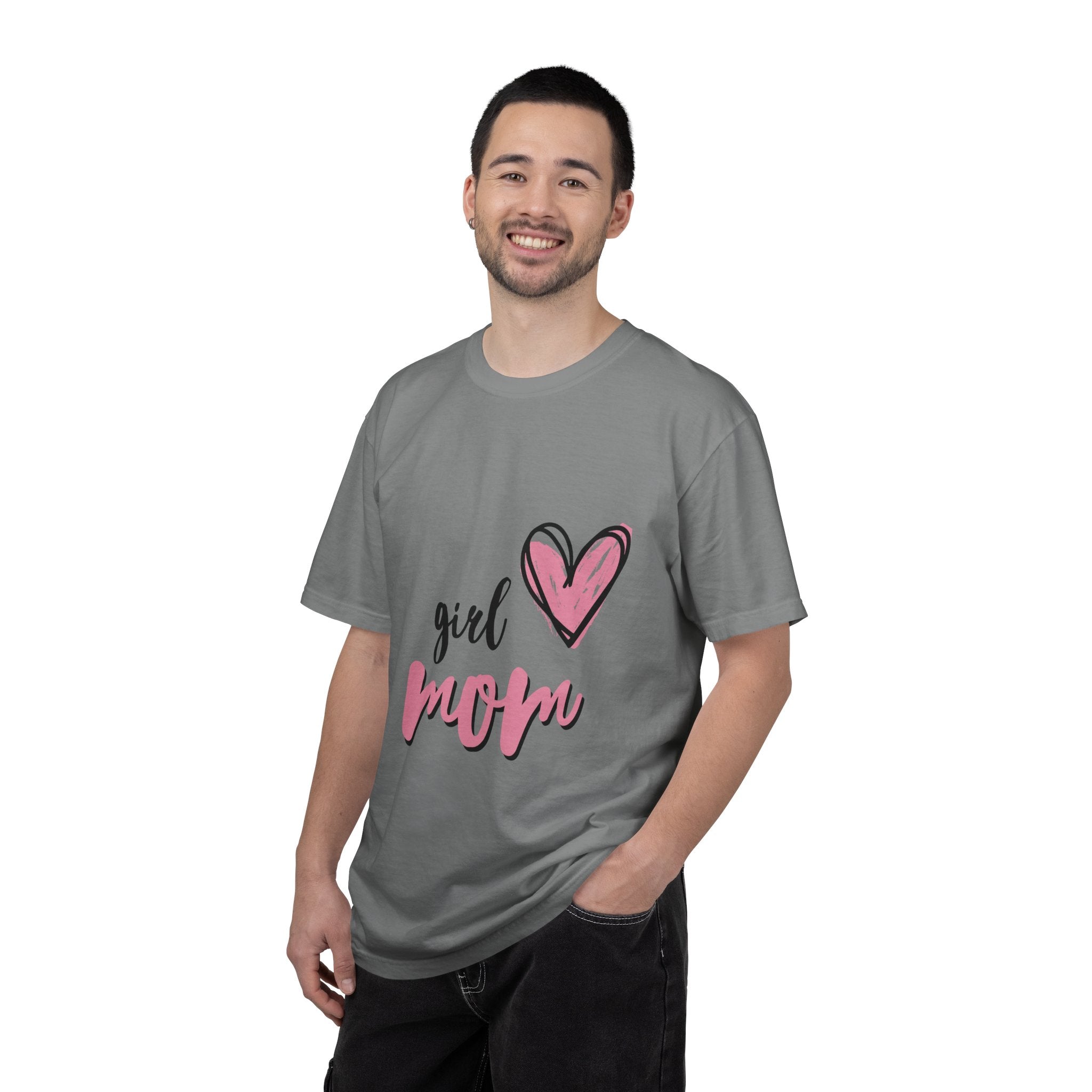 Girl Mom T-Shirt — Pink Heart Mom Shirt for New & Proud Mothers