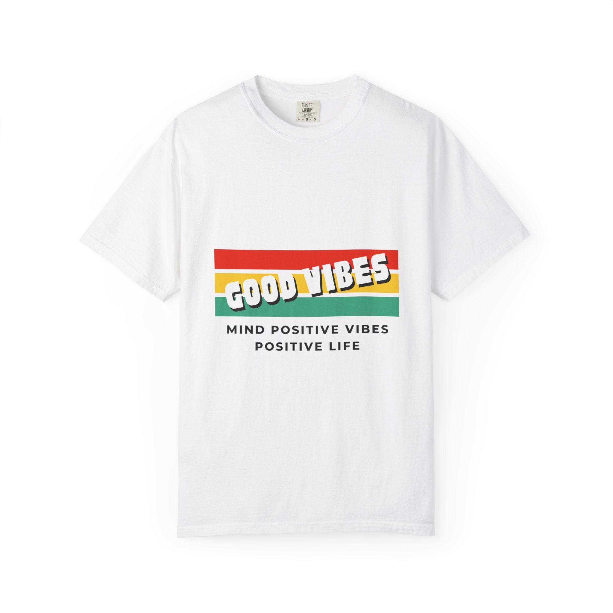 Good Vibes T-Shirt — Retro Stripes “Mind Positive Vibes, Positive Life”
