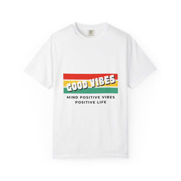 Good Vibes T-Shirt — Retro Stripes “Mind Positive Vibes, Positive Life”