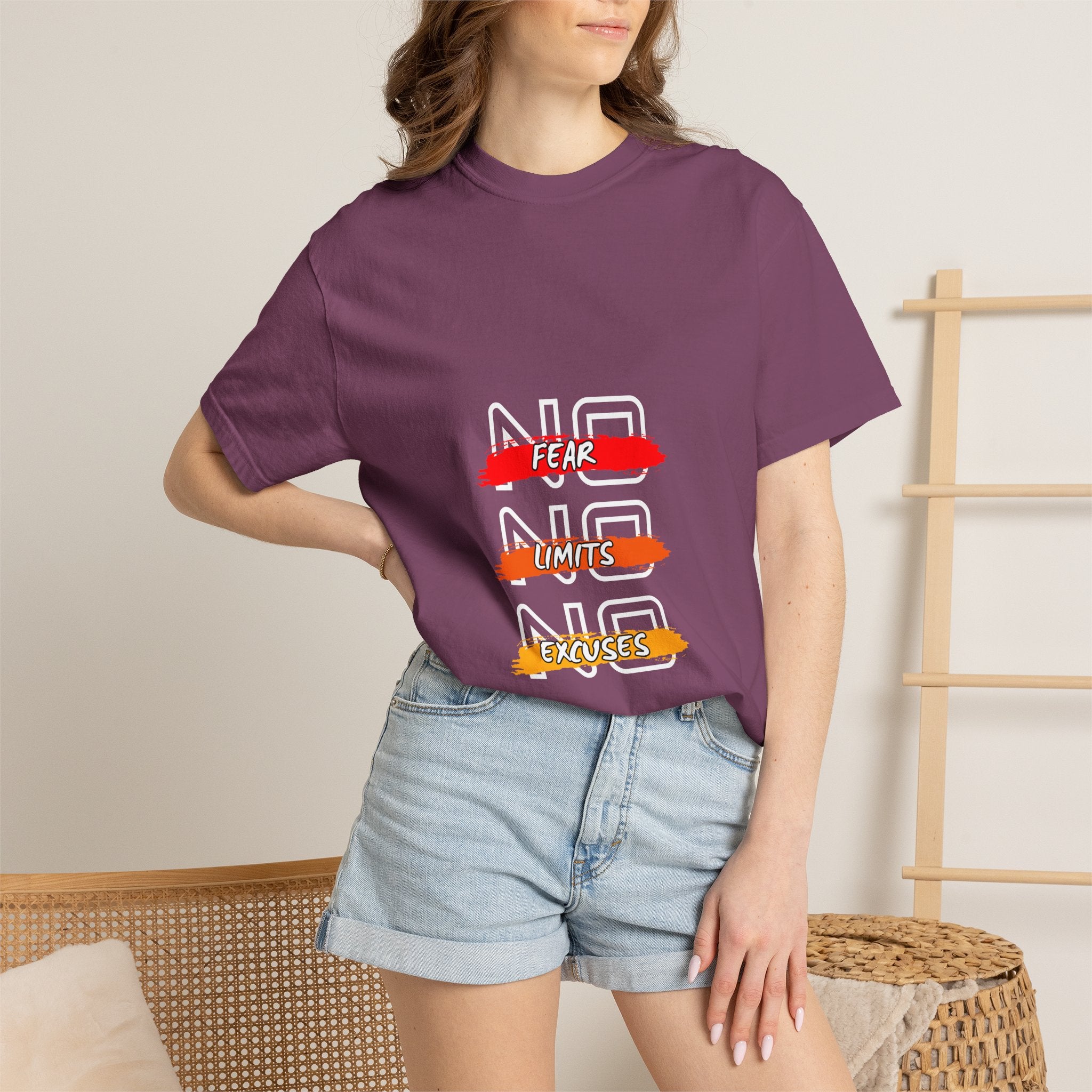 T-Shirt — "No Fear, No Limits, No Excuses" Motivational Graphic Tee