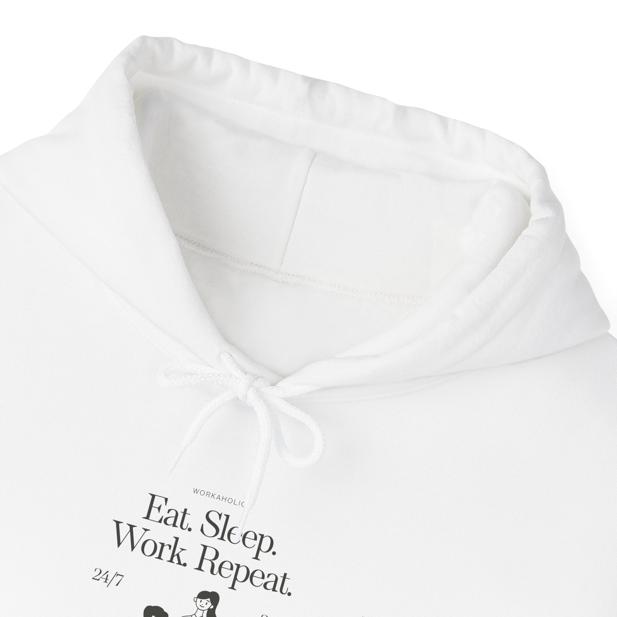Work From Home Hoodie — "Eat. Sleep. Work. Repeat." Graphic Hooded Sweatshirt