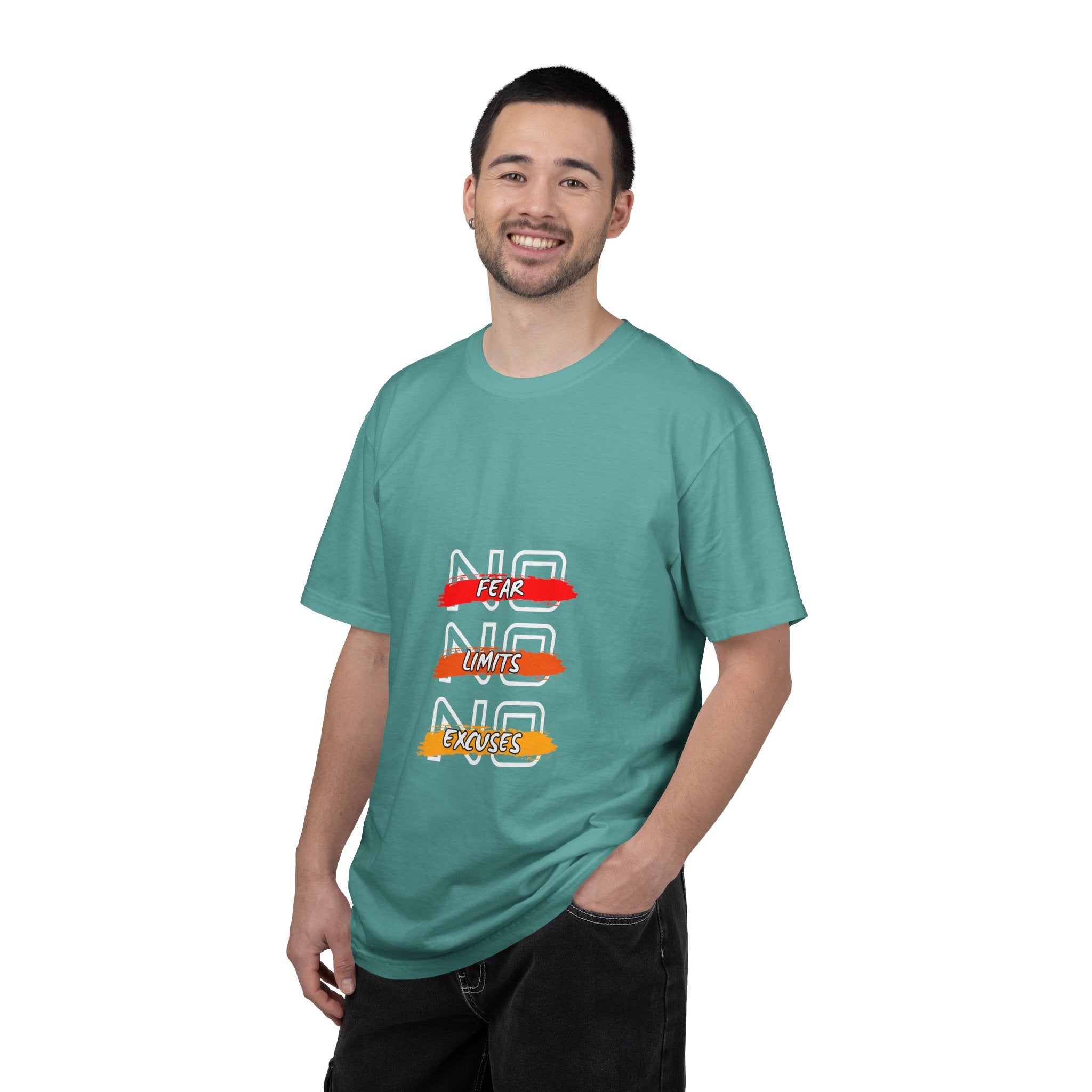 T-Shirt — "No Fear, No Limits, No Excuses" Motivational Graphic Tee