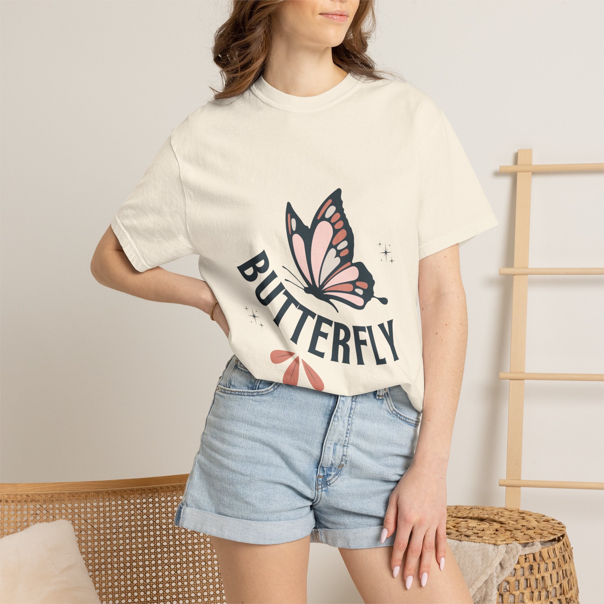 Butterfly Graphic T-Shirt — Pink Monarch Floral Tee