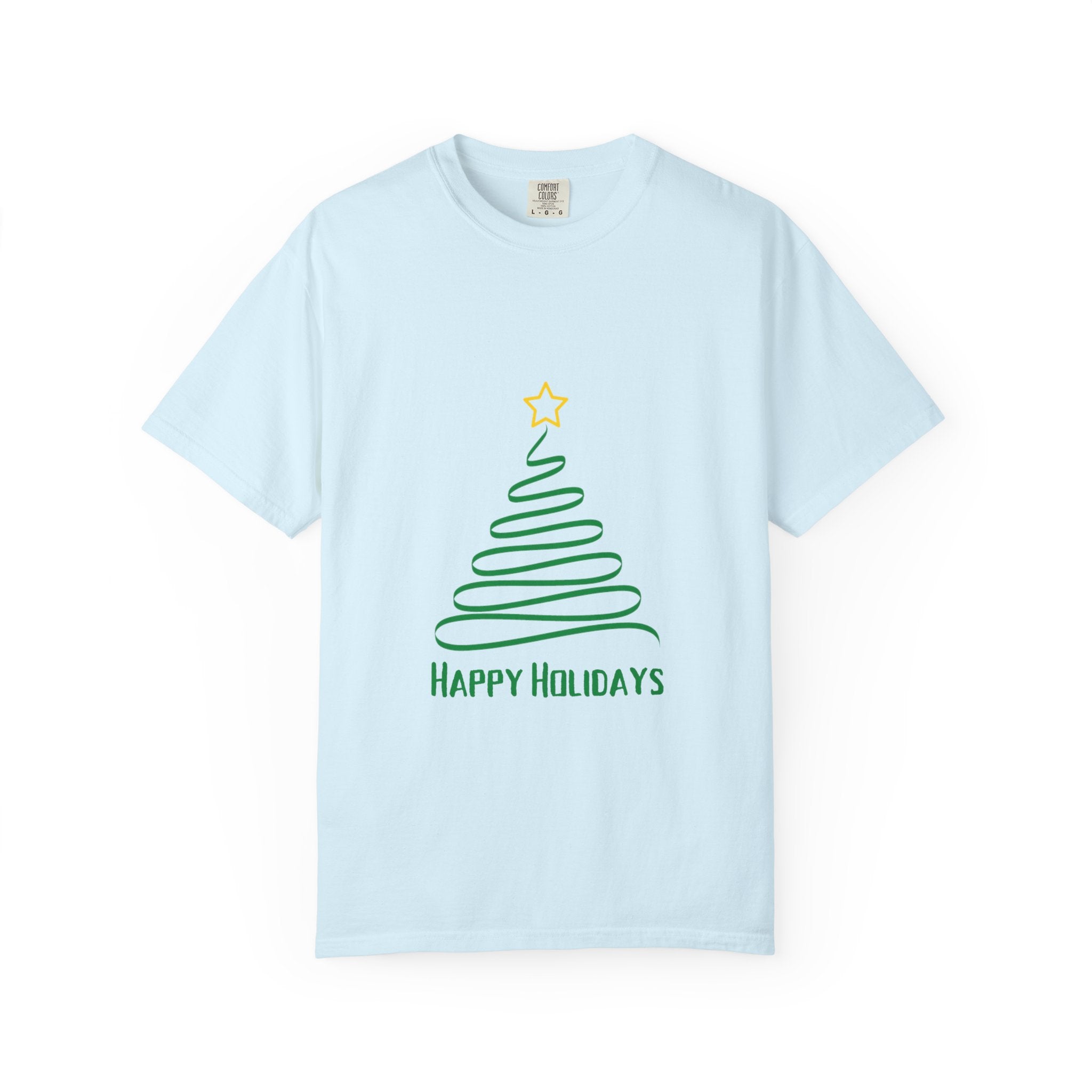 Holiday Spiral Christmas Tree T-Shirt — "Happy Holidays" Minimalist Graphic