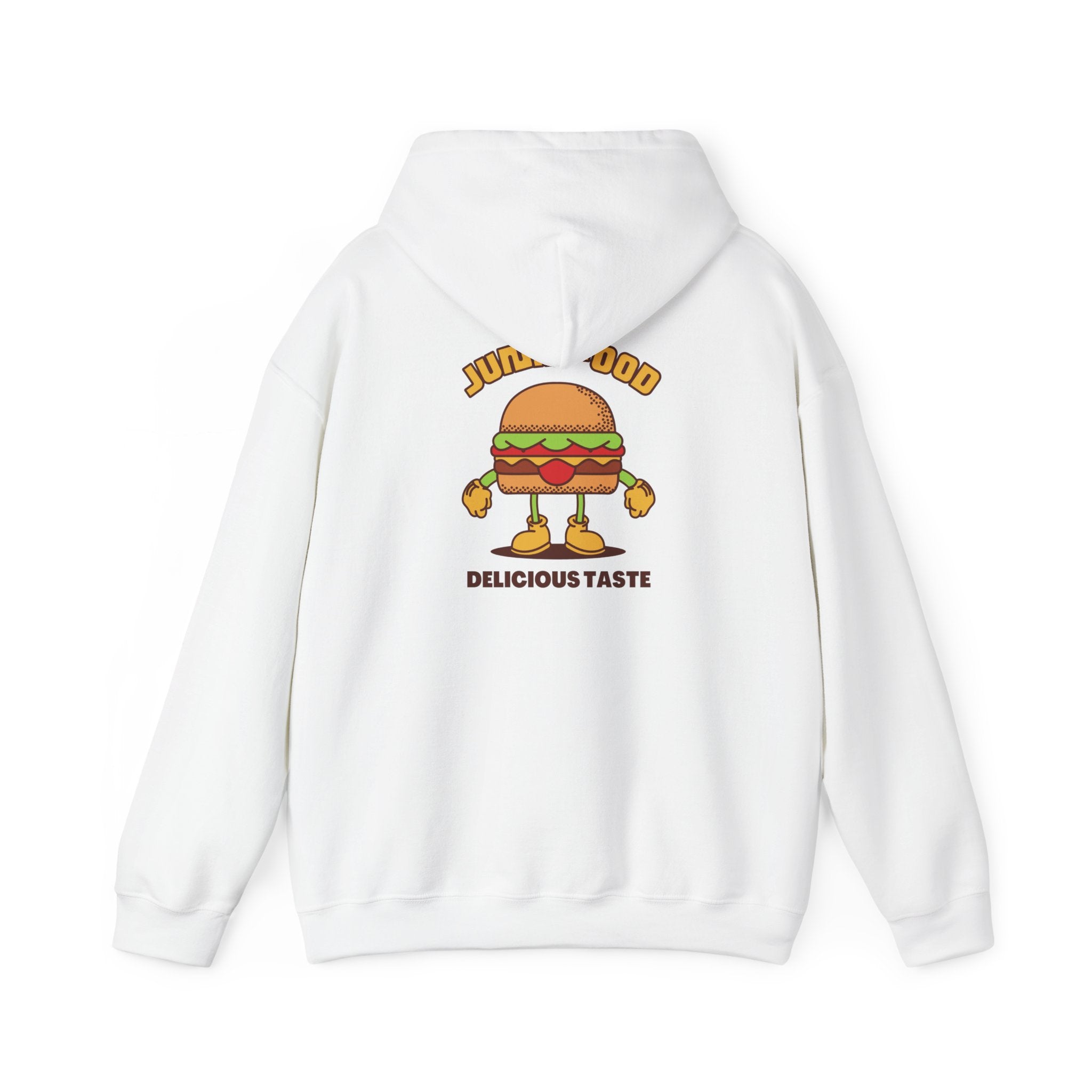 Burger Cartoon Hoodie - "Junk Food Delicious Taste" Funny Food Lover Pullover