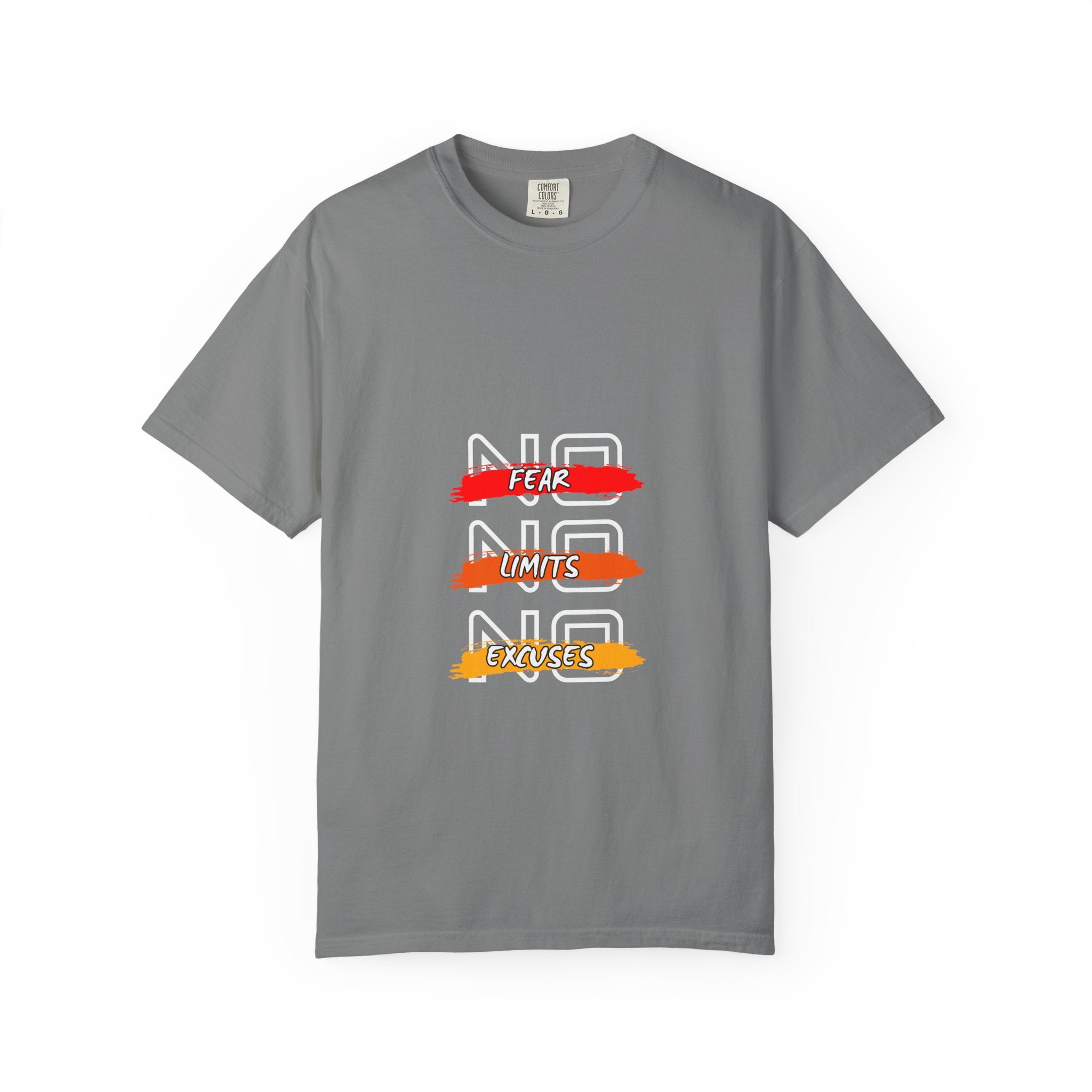 T-Shirt — "No Fear, No Limits, No Excuses" Motivational Graphic Tee