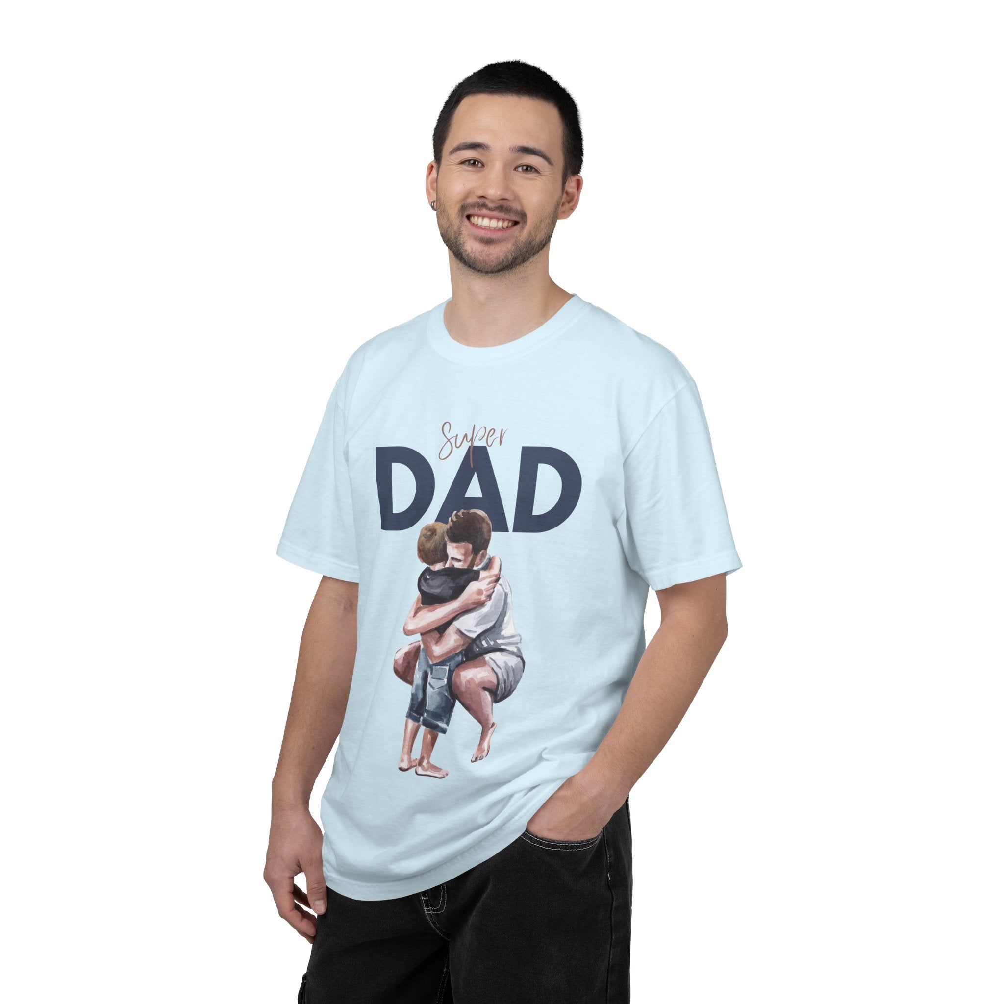 Father & Son Hug T-Shirt — Super Dad Graphic Tee for Father's Day