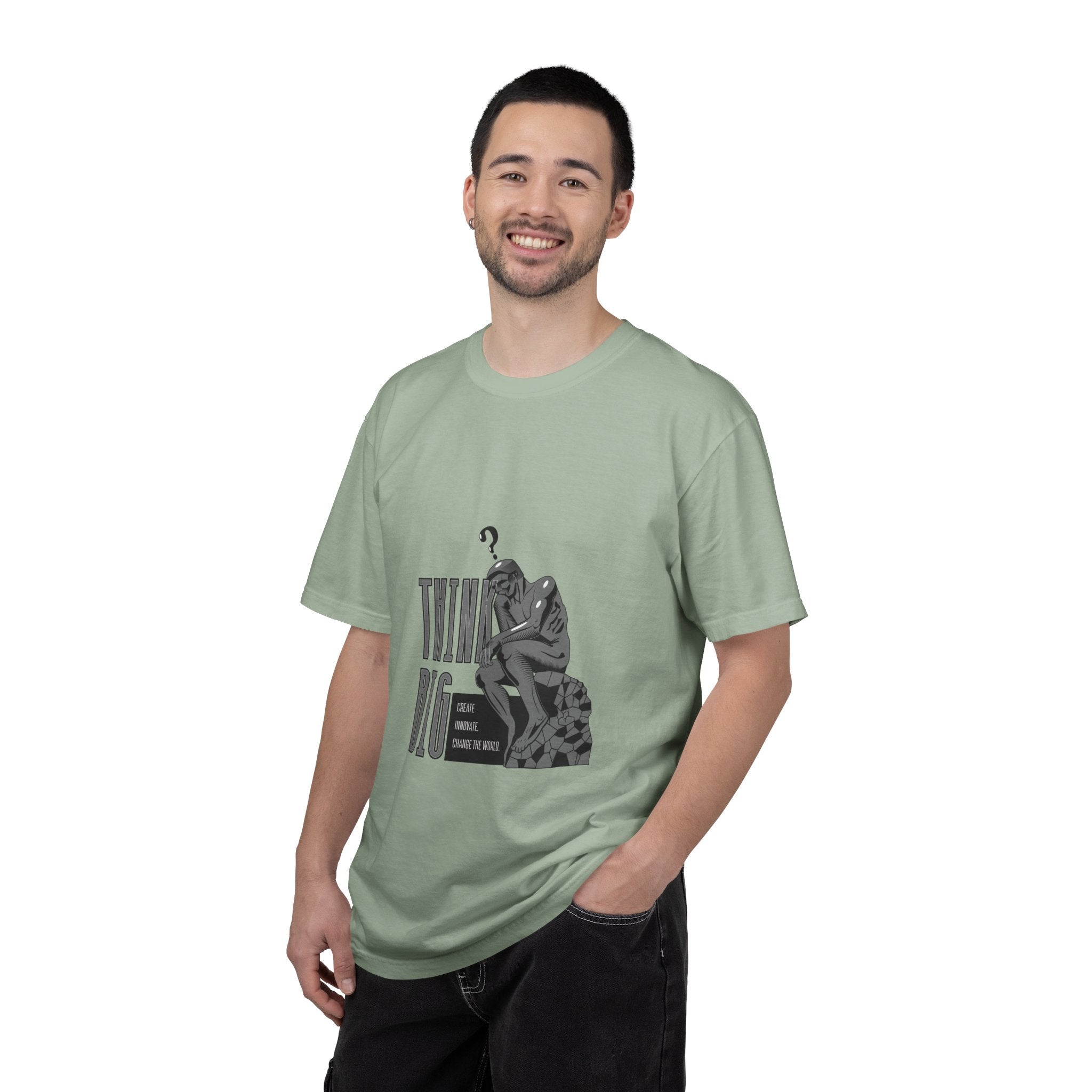 Think Big T-Shirt — Motivational Graphic Tee with Thinking Man Design