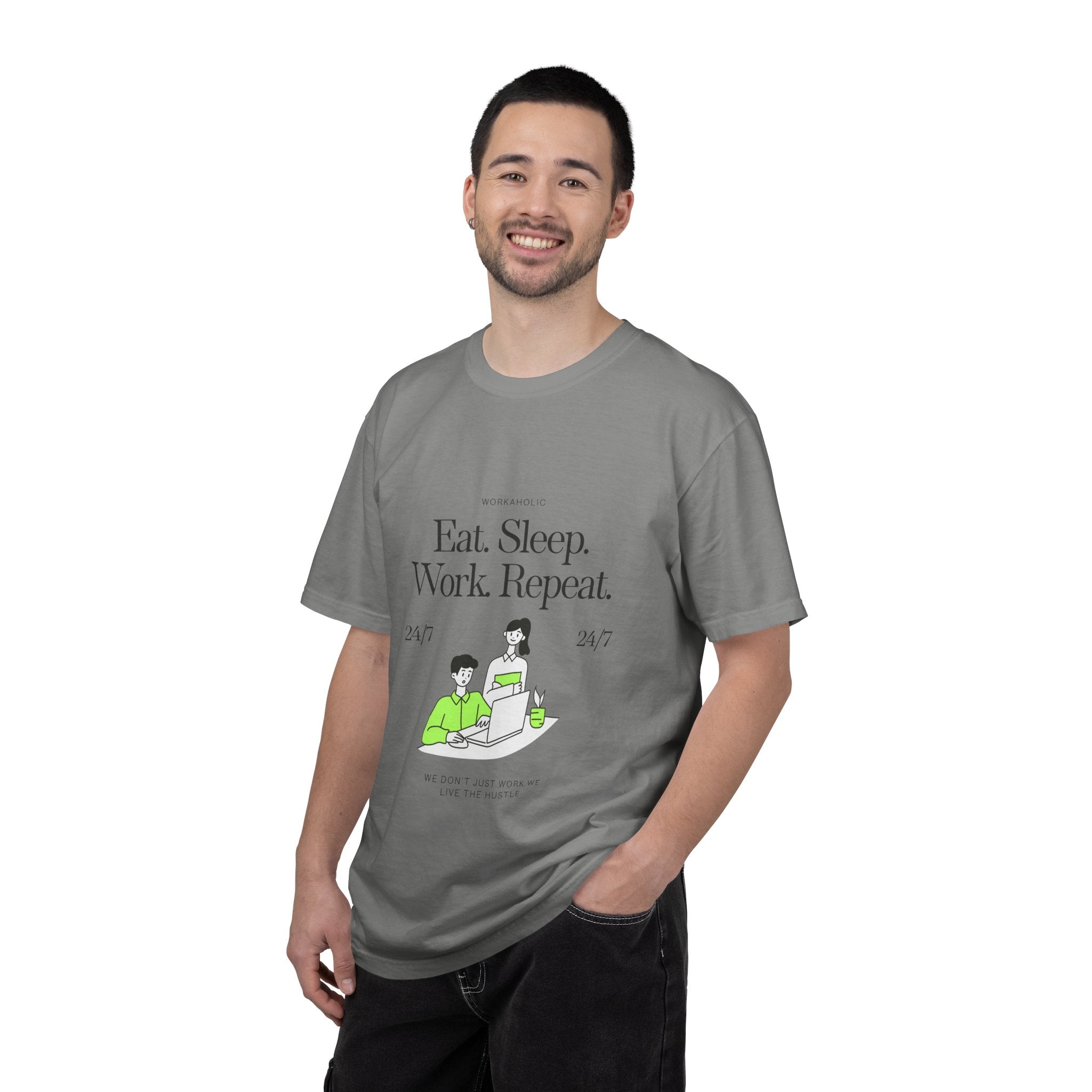 Eat. Sleep. Work. Repeat. Tee — Minimalist Remote Work Graphic T-Shirt