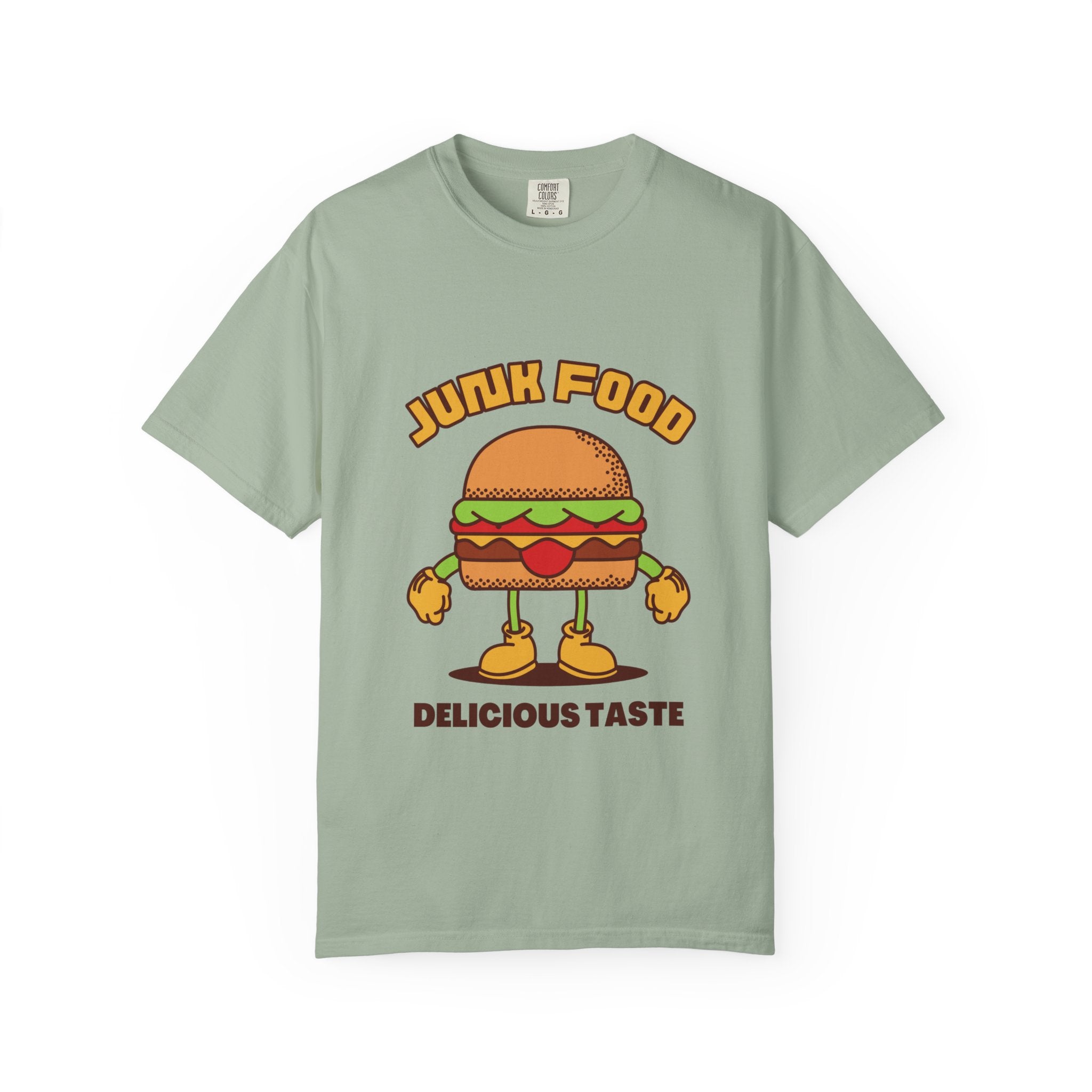 Junk Food Burger T-Shirt — Cute Retro ‘Delicious Taste’ Graphic Tee