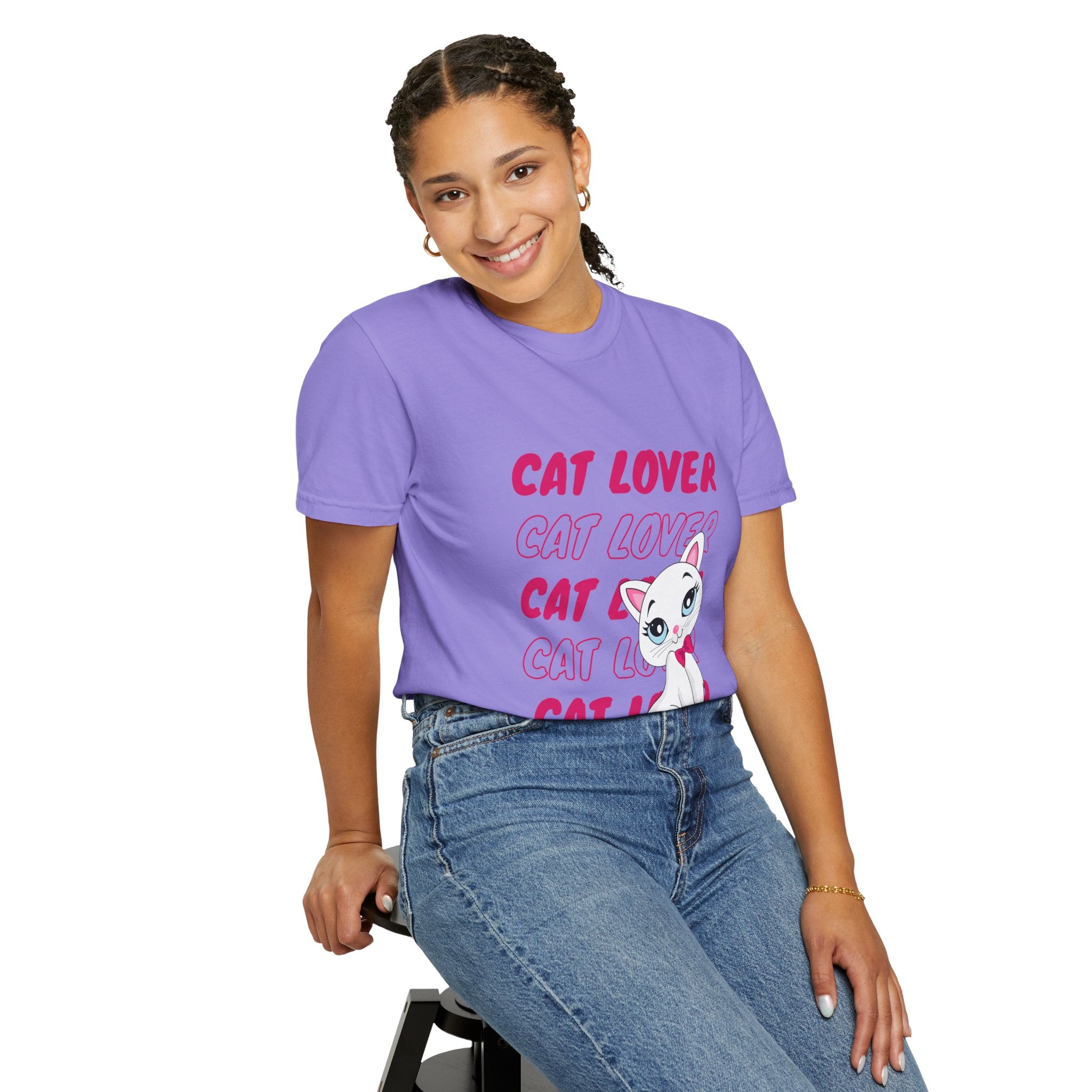 Cat Lover T-Shirt — Cute White Kitten Graphic Tee for Cat Moms & Fans