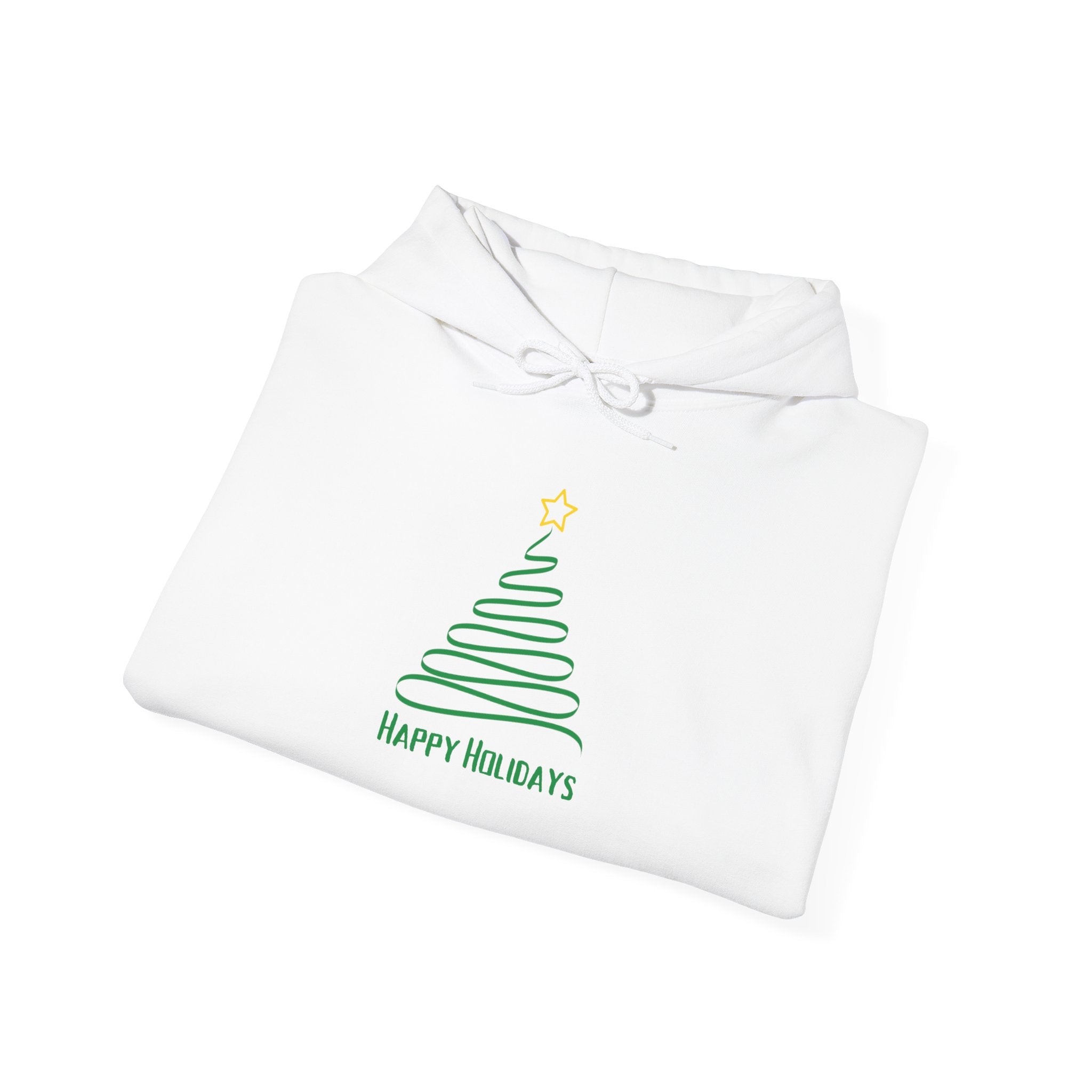 Holiday Tree Hoodie – Minimal "Happy Holidays" Christmas Sweatshirt