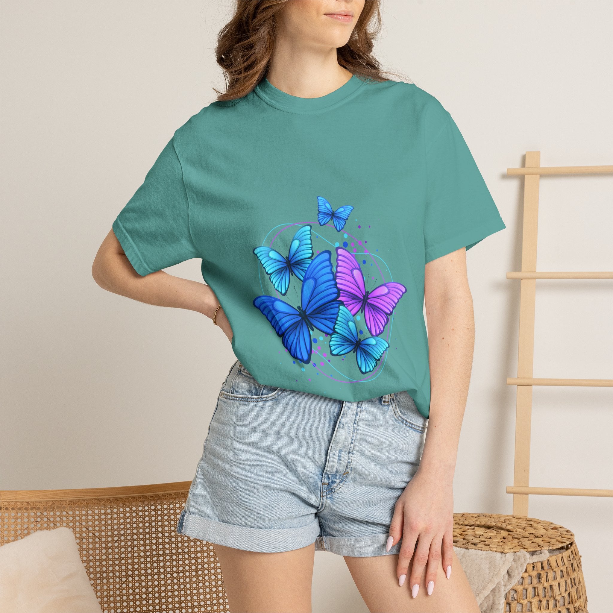 Butterfly Cluster T‑Shirt — Blue & Purple Wings Graphic Tee