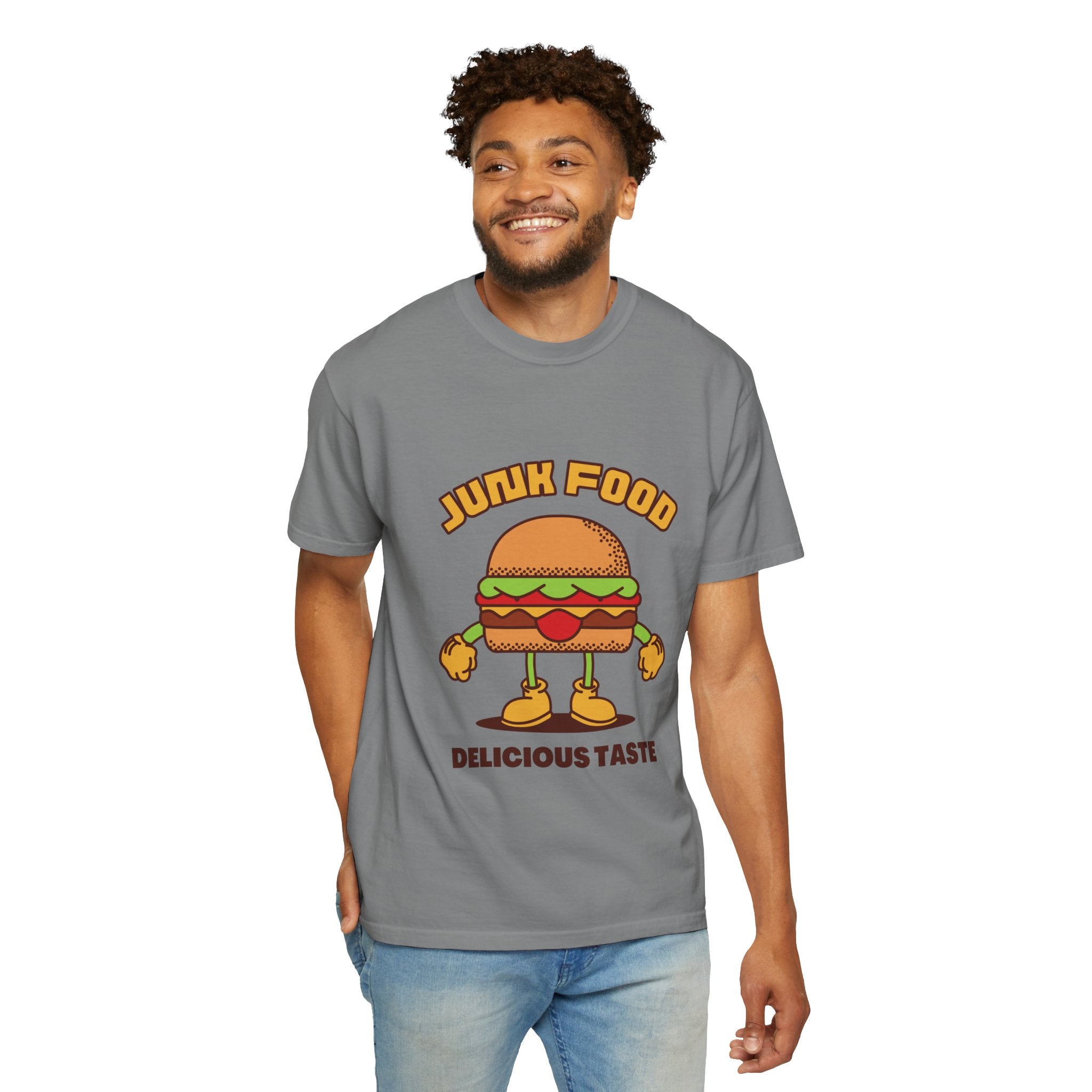 Junk Food Burger T-Shirt — Cute Retro ‘Delicious Taste’ Graphic Tee