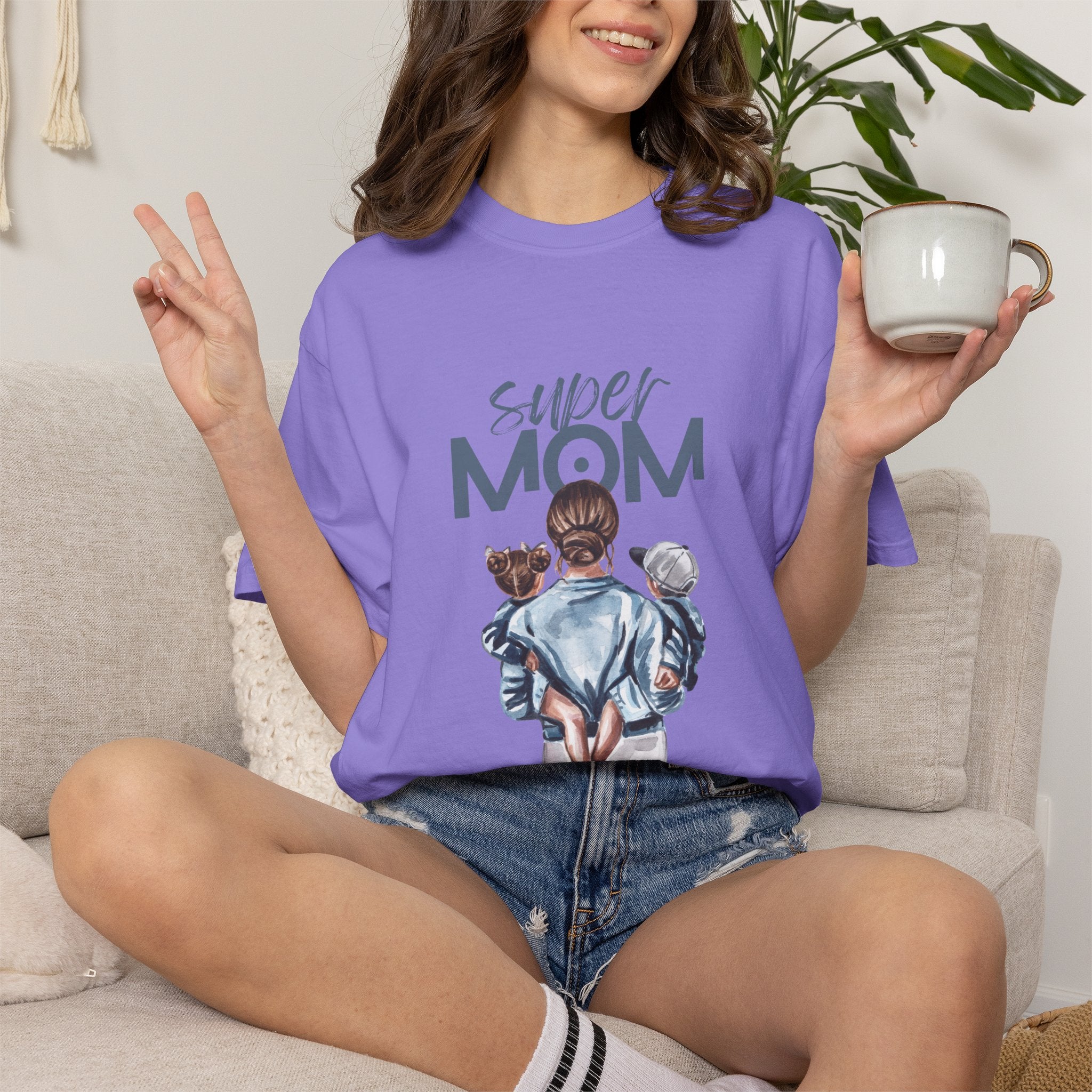 Super Mom T-Shirt — Mom with Kids Graphic Tee | Mother's Day Gift