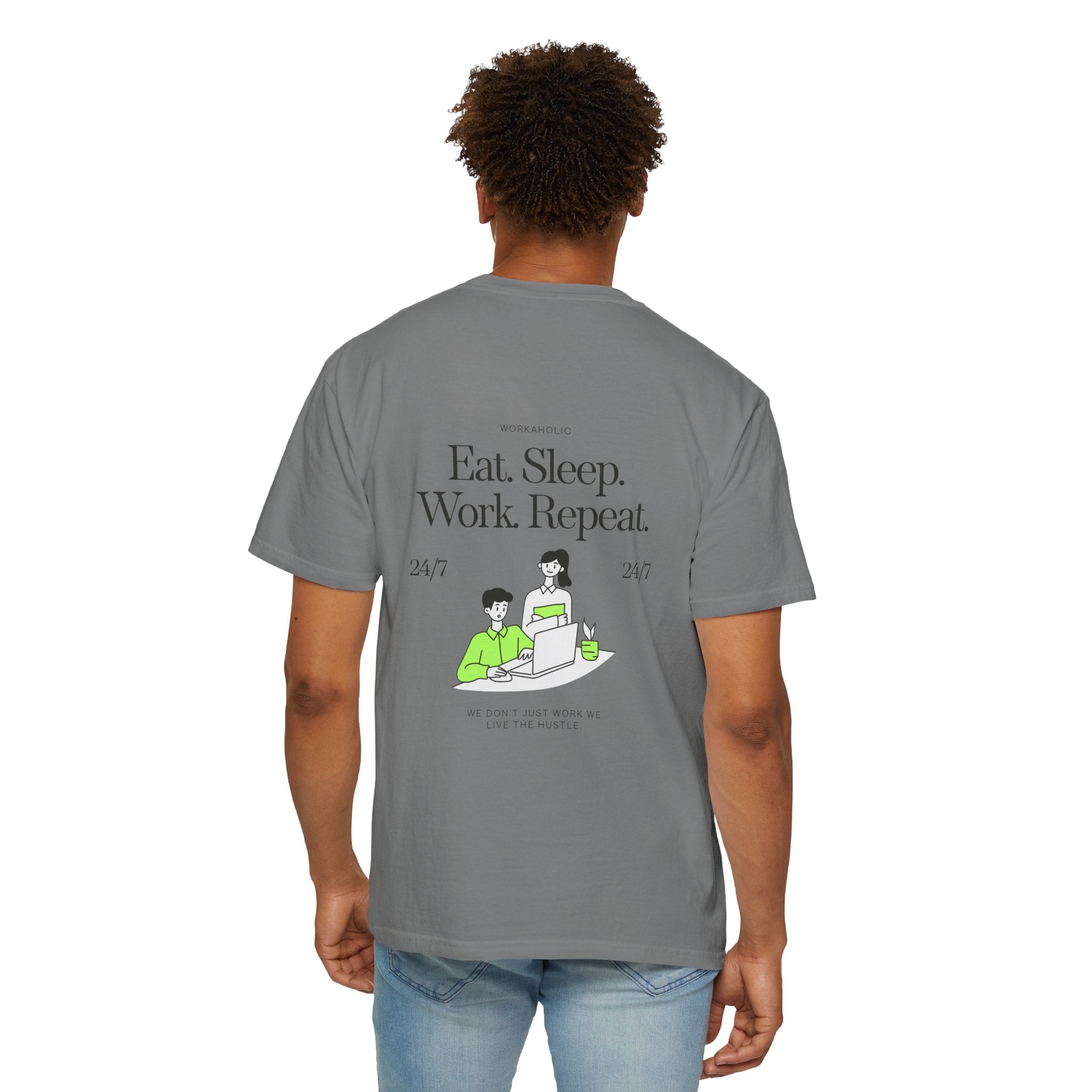 Eat. Sleep. Work. Repeat. Tee — Minimalist Remote Work Graphic T-Shirt