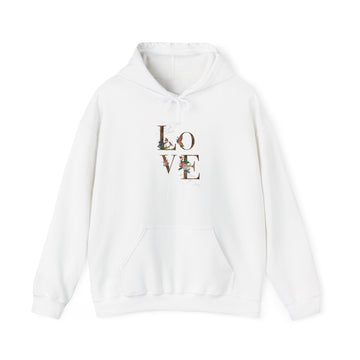 Love Floral Hoodie — Vintage Botanical Lettering Hooded Sweatshirt
