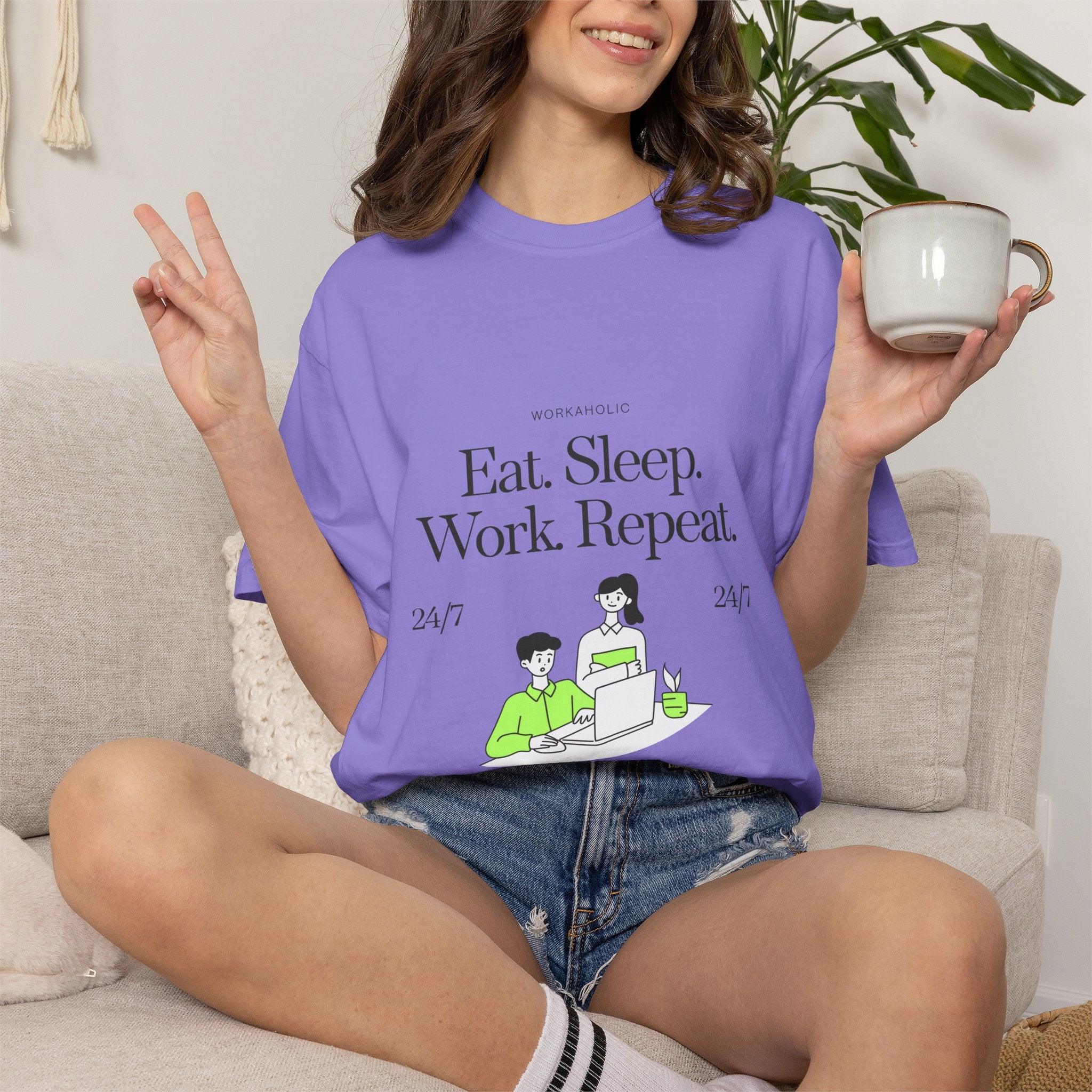Eat. Sleep. Work. Repeat. Tee — Minimalist Remote Work Graphic T-Shirt