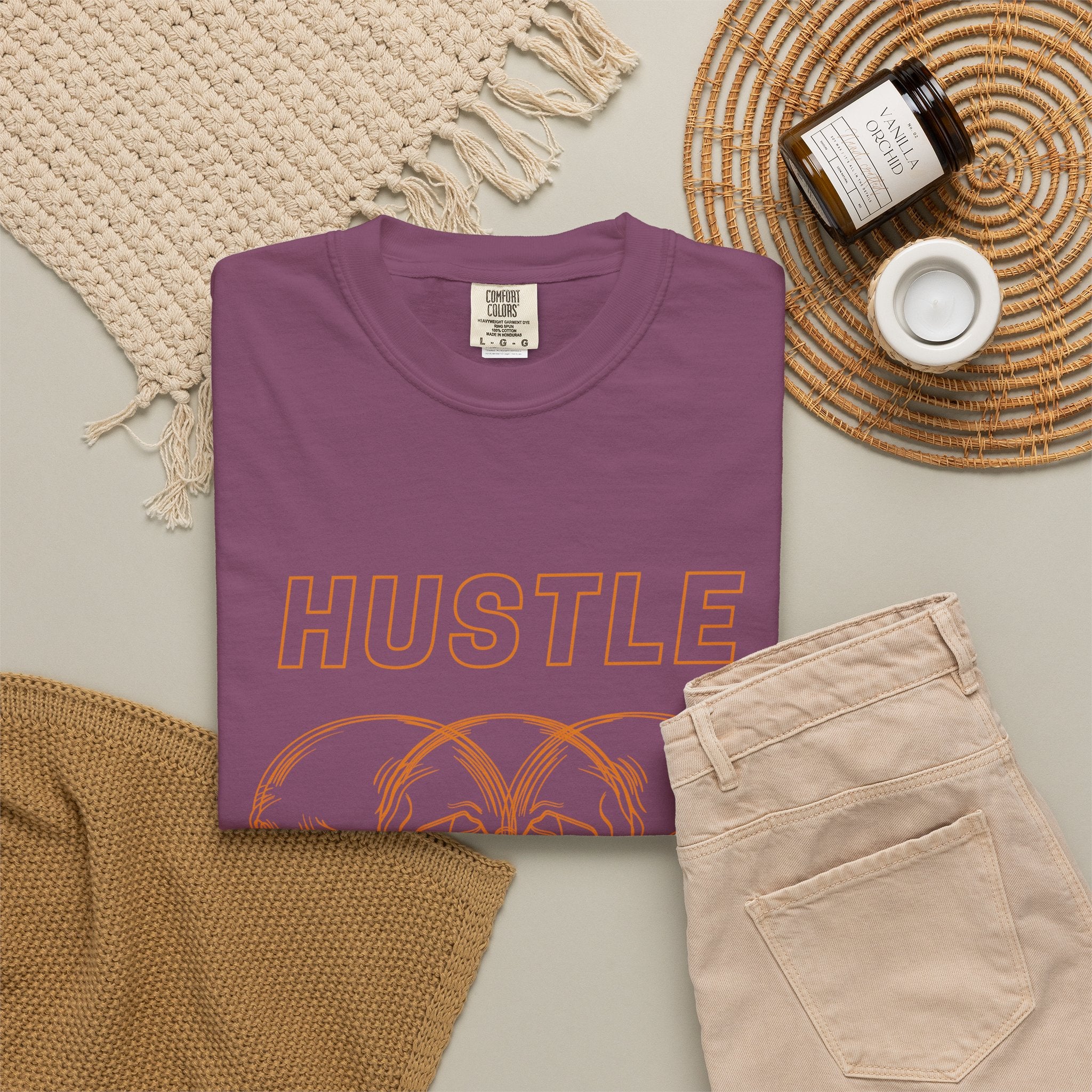 Hustle Skullture Tee — Vintage Skull Graphic T-Shirt for Streetwear & Edgy Style