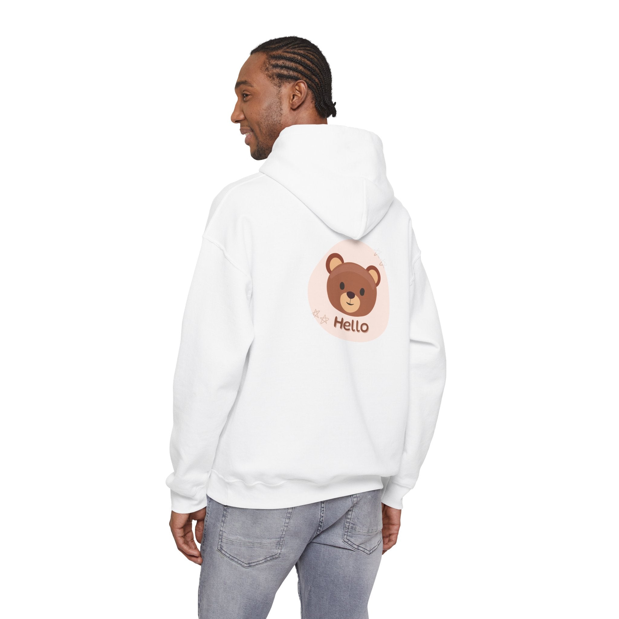 Bear Hello Hoodie - Cute Cartoon Bear Graphic Pullover