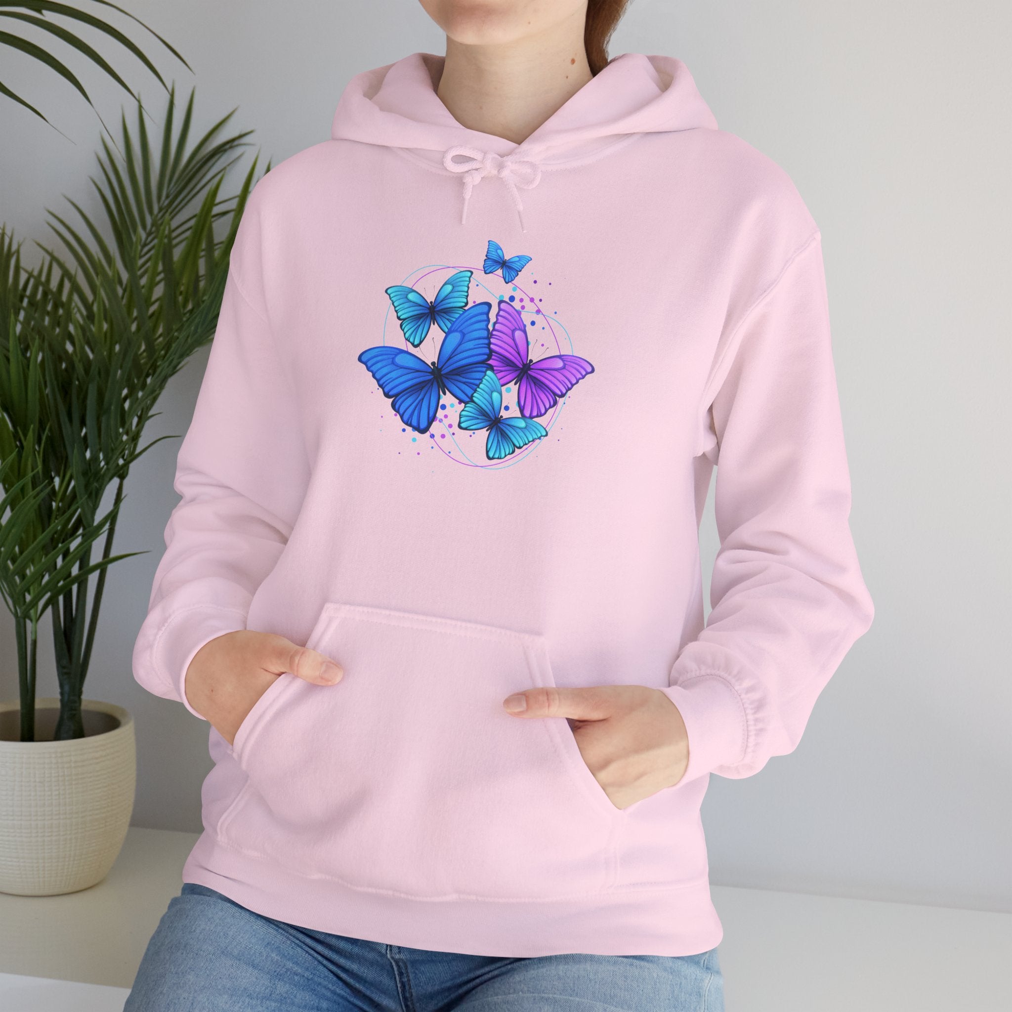 Butterfly Cluster Hoodie – Blue & Purple Butterfly Graphic Sweatshirt