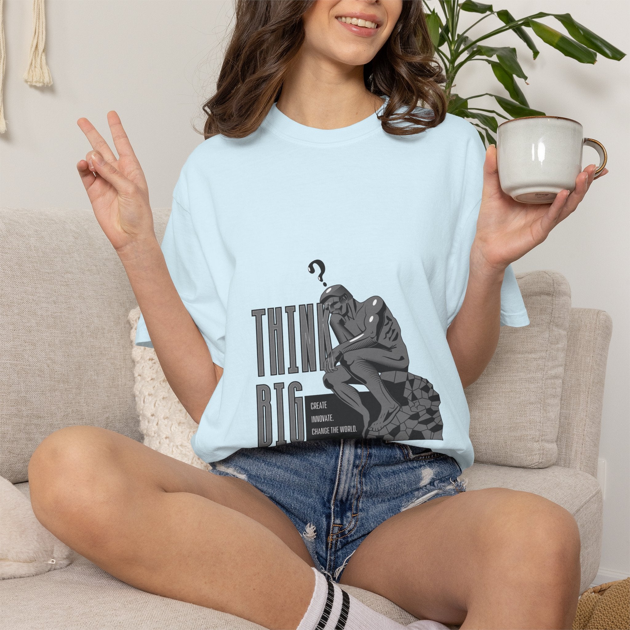 Think Big T-Shirt — Motivational Graphic Tee with Thinking Man Design
