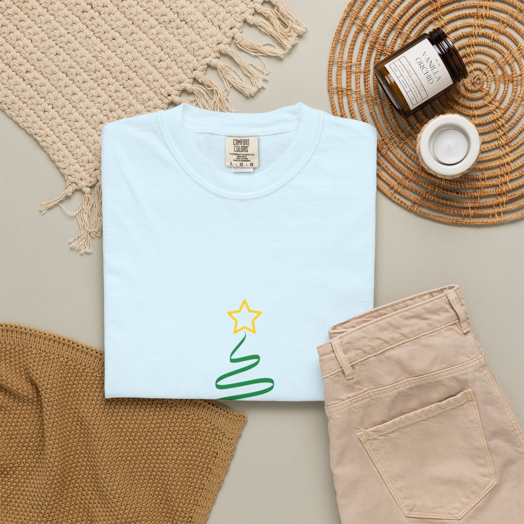 Holiday Spiral Christmas Tree T-Shirt — "Happy Holidays" Minimalist Graphic