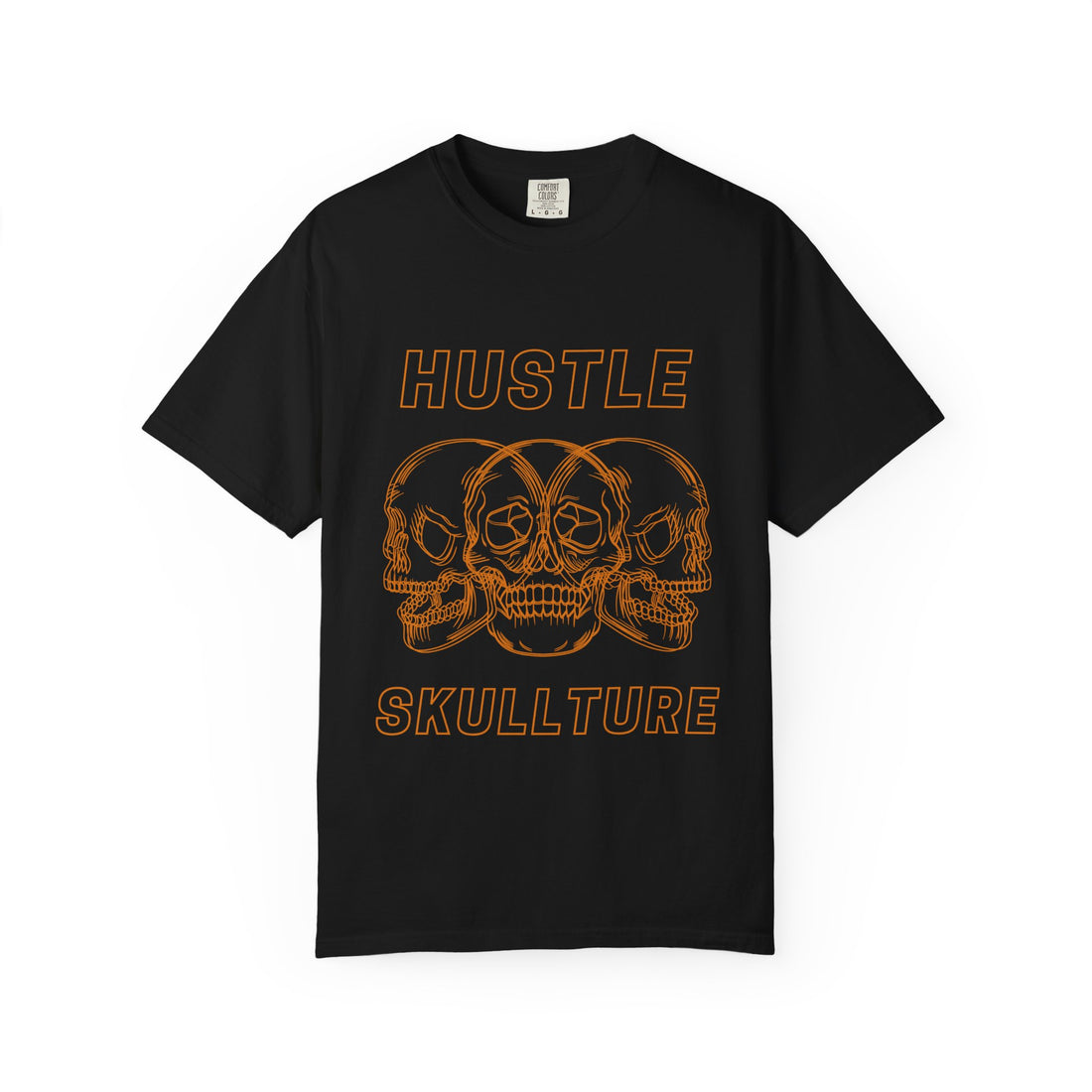 Hustle Skullture Tee — Vintage Skull Graphic T-Shirt for Streetwear & Edgy Style
