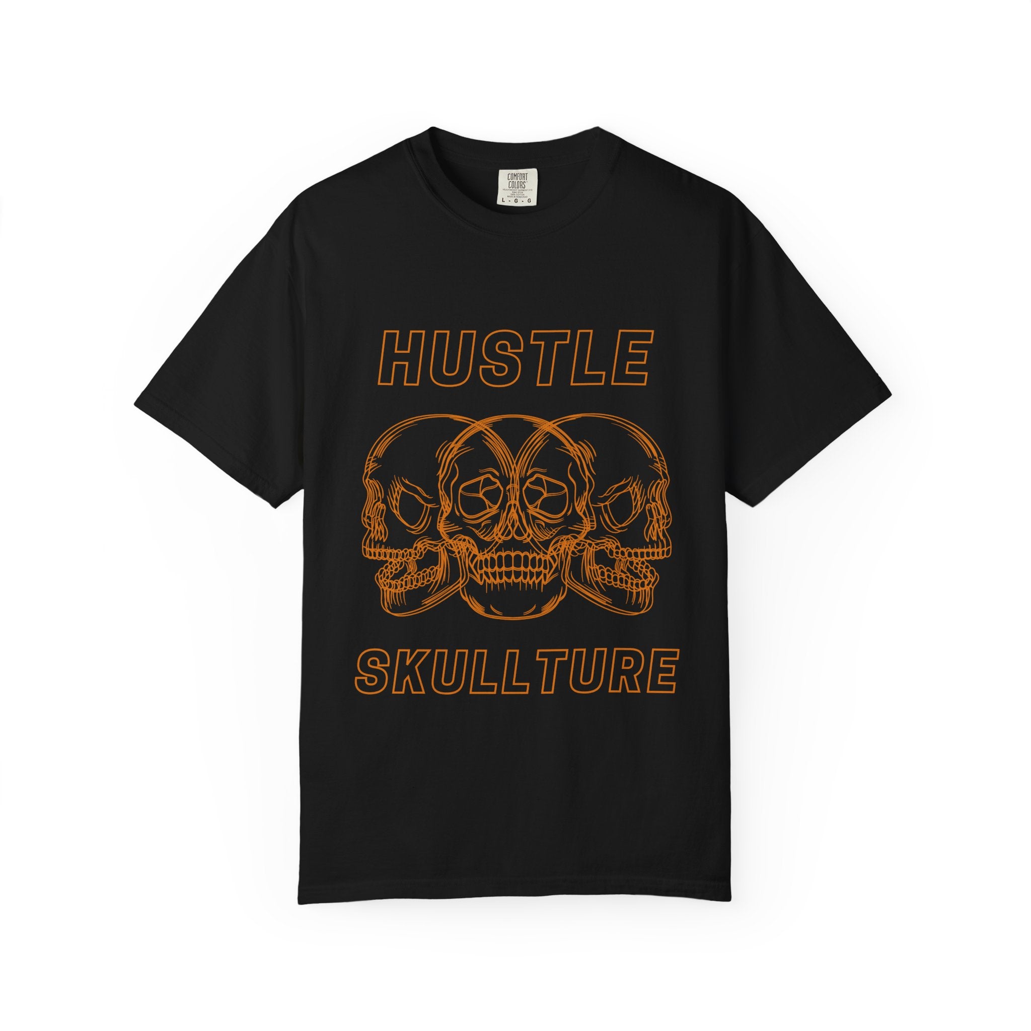 Hustle Skullture Tee — Vintage Skull Graphic T-Shirt for Streetwear & Edgy Style