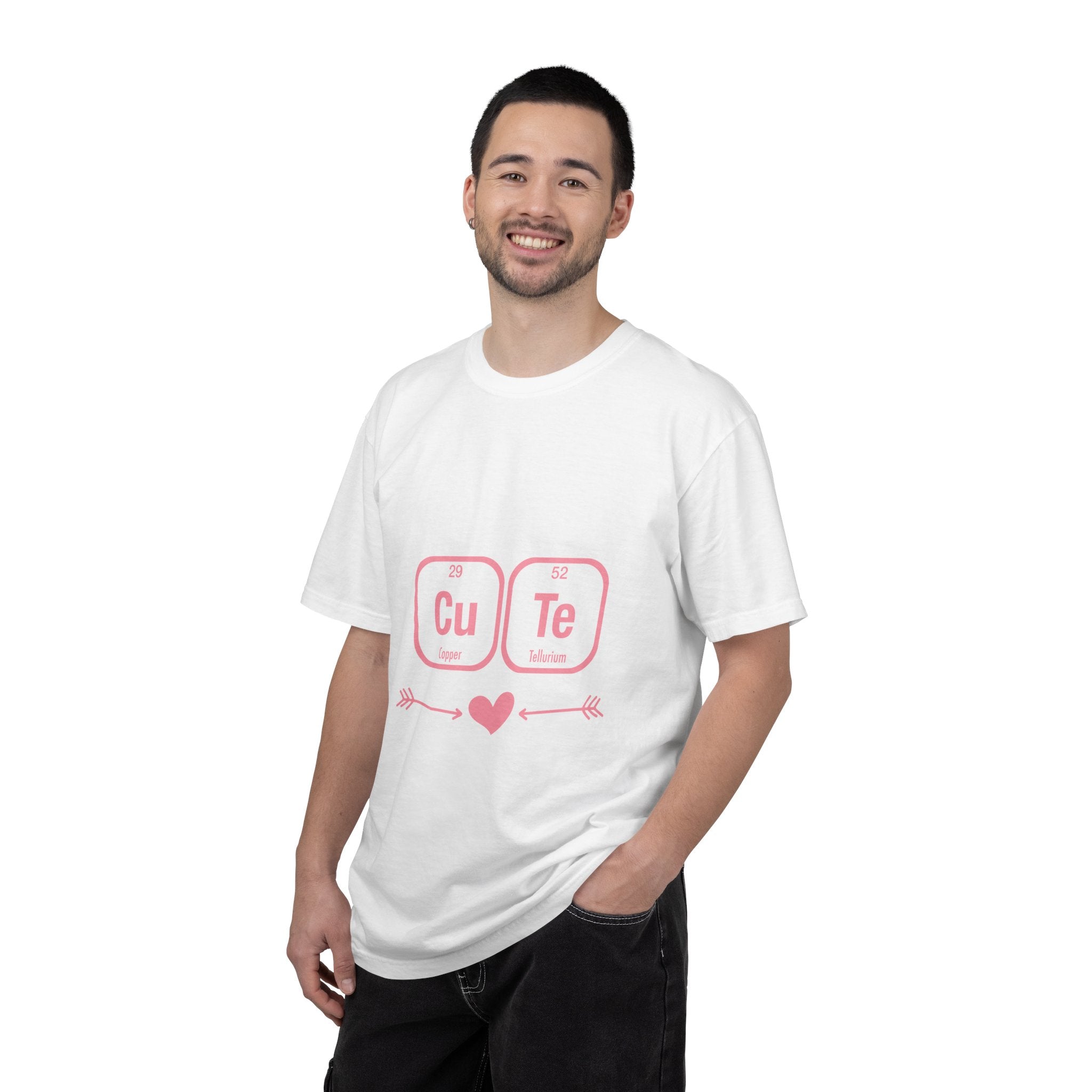 Cute Chemistry Tee — "Cu Te" Element Heart Graphic T-Shirt