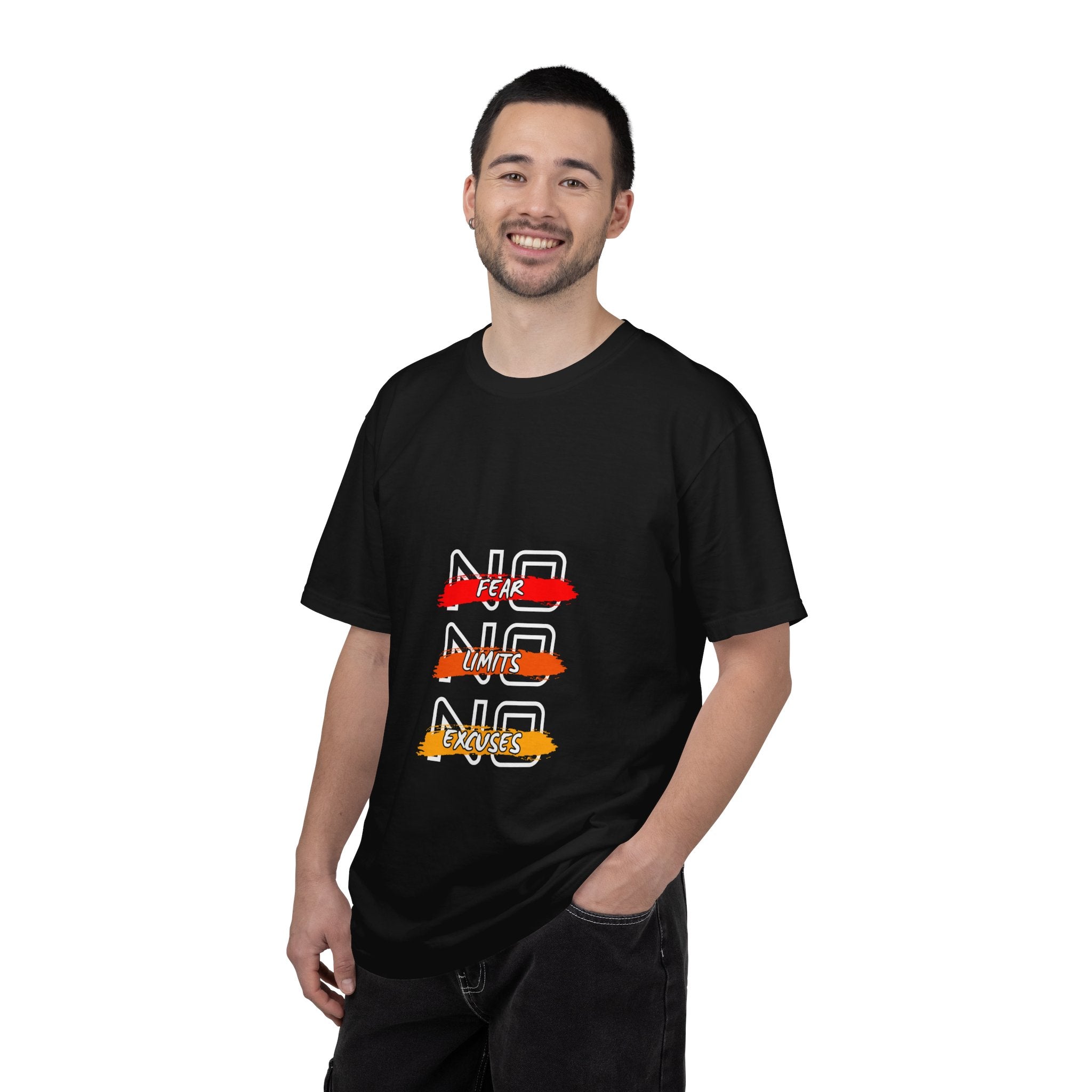 T-Shirt — "No Fear, No Limits, No Excuses" Motivational Graphic Tee