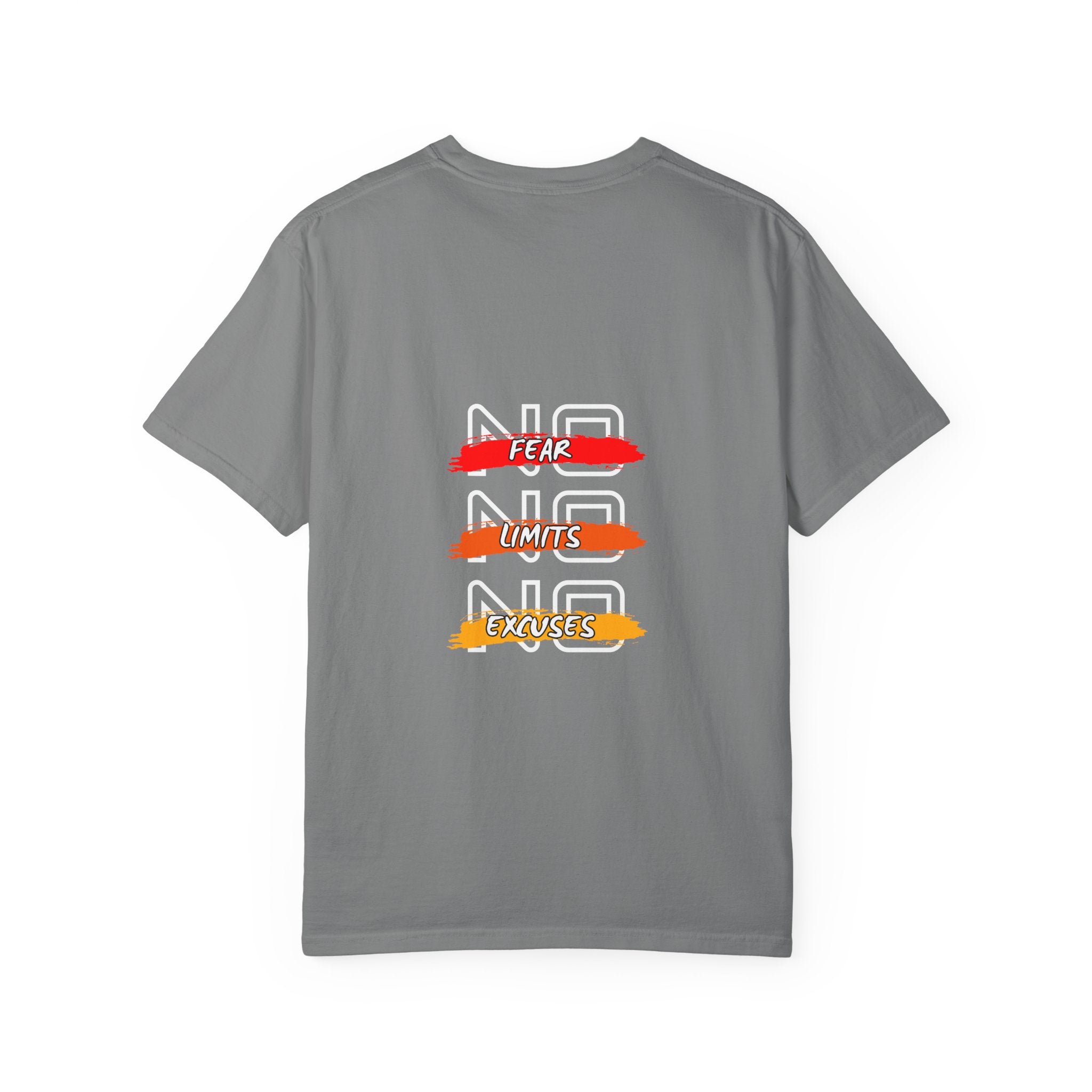 T-Shirt — "No Fear, No Limits, No Excuses" Motivational Graphic Tee