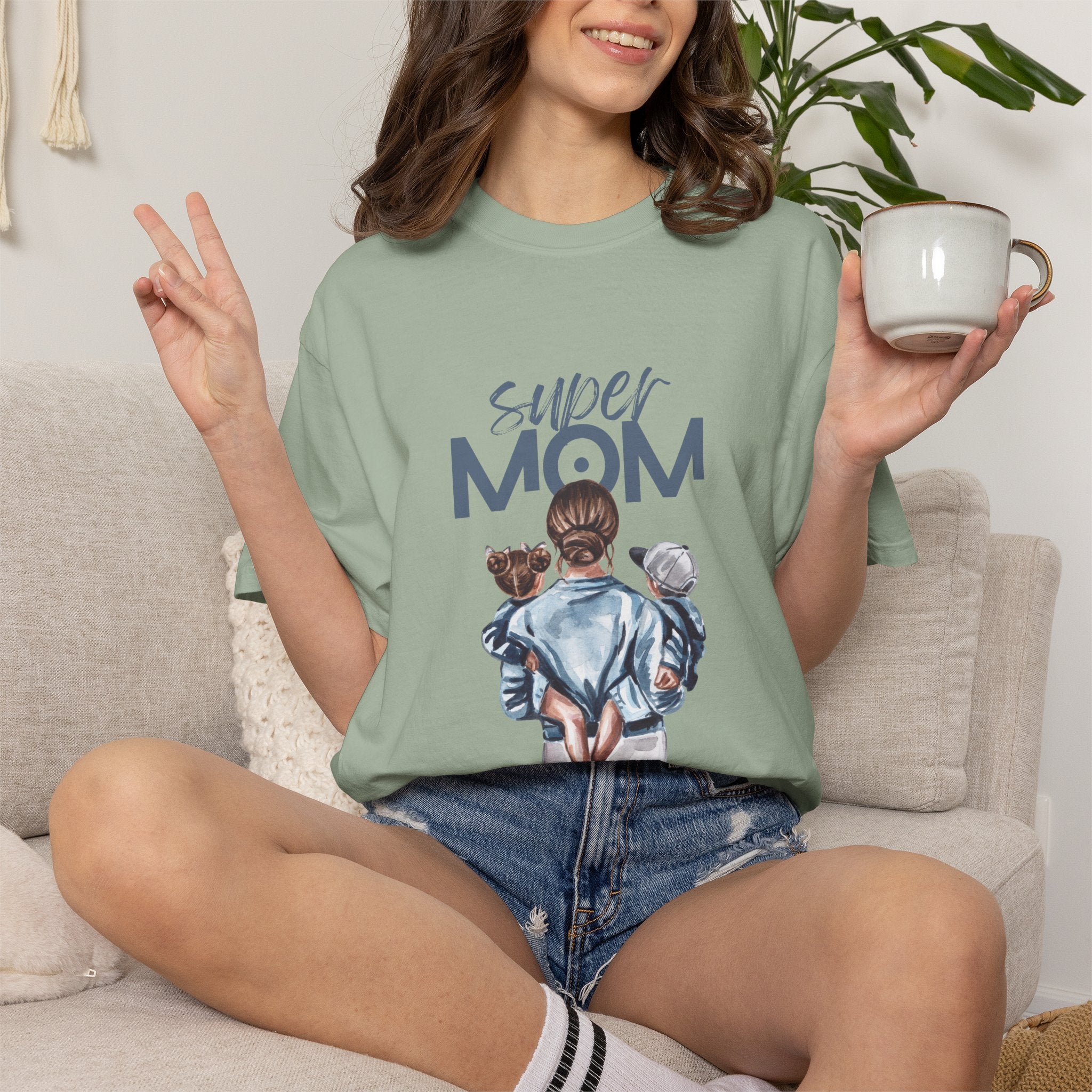 Super Mom T-Shirt — Mom with Kids Graphic Tee | Mother's Day Gift