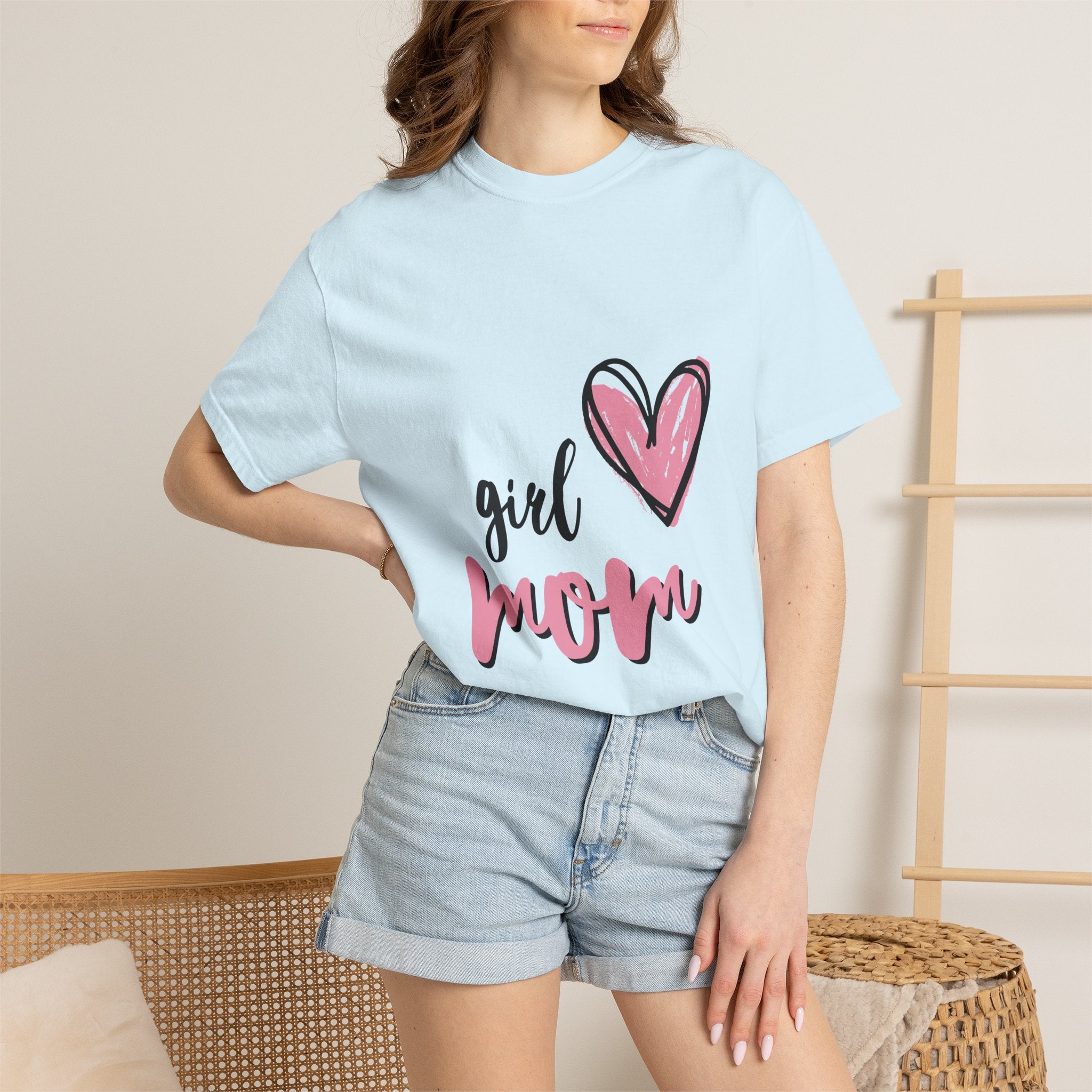 Girl Mom T-Shirt — Pink Heart Mom Shirt for New & Proud Mothers