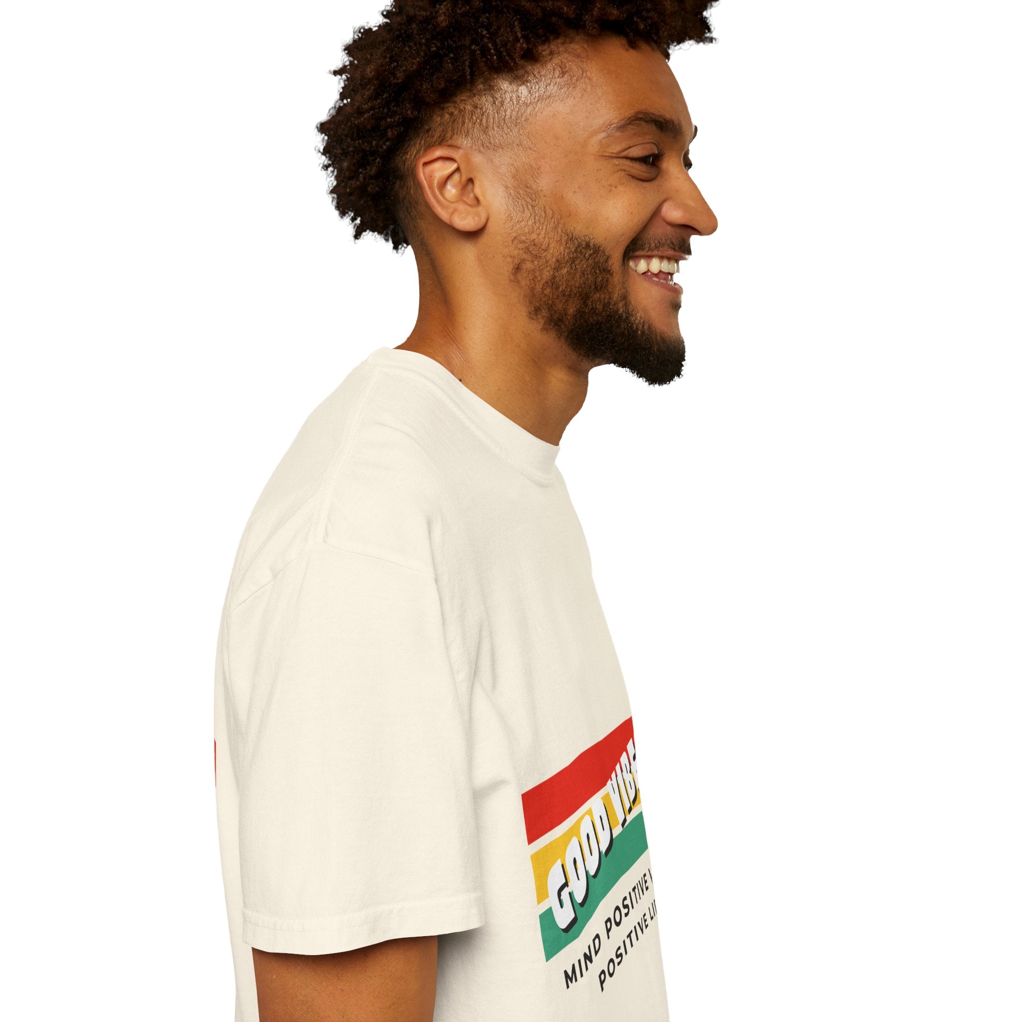 Good Vibes T-Shirt — Retro Stripes “Mind Positive Vibes, Positive Life”