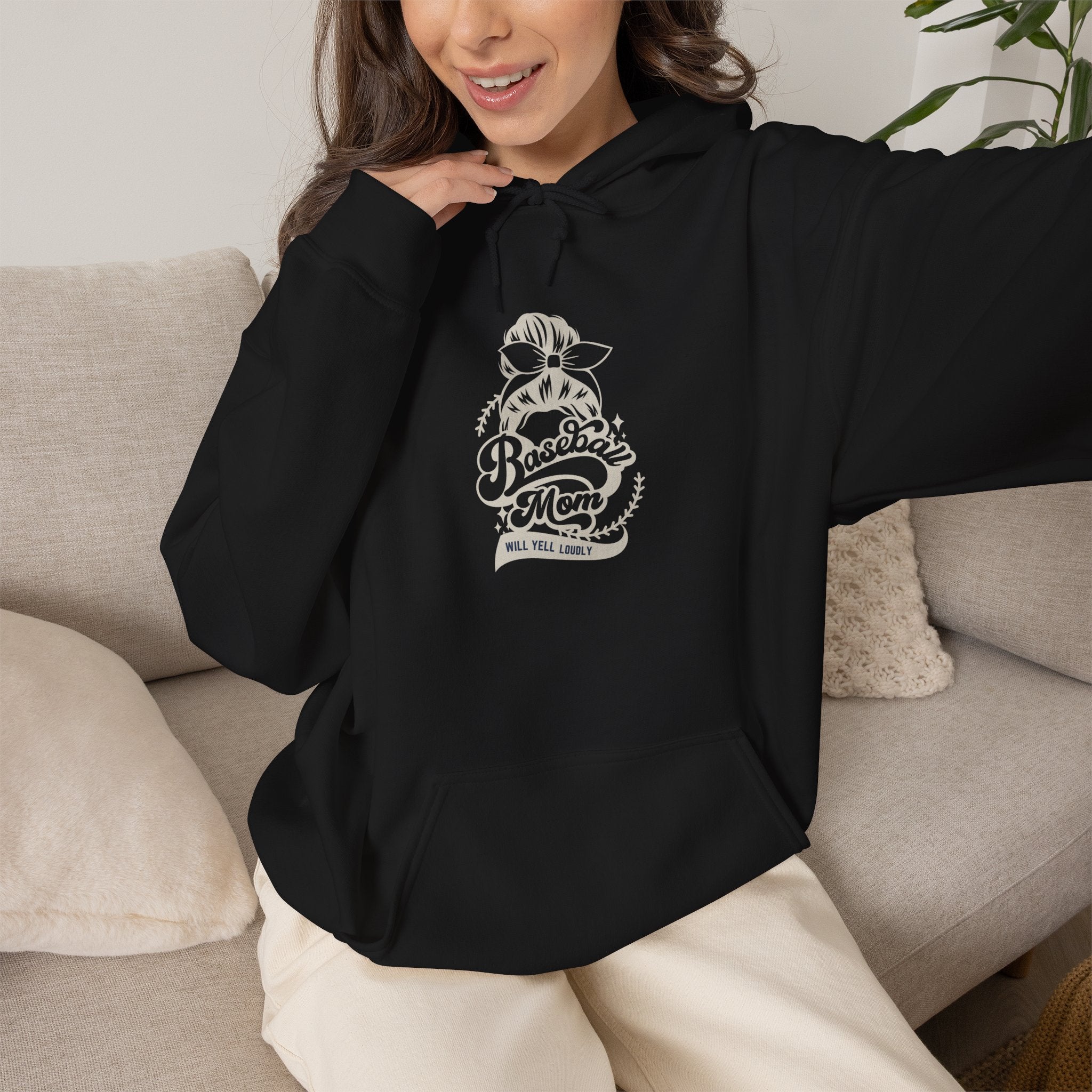 Baseball Mom Hoodie — Vintage Script Baseball Mom Will Run On Caffeine & Love