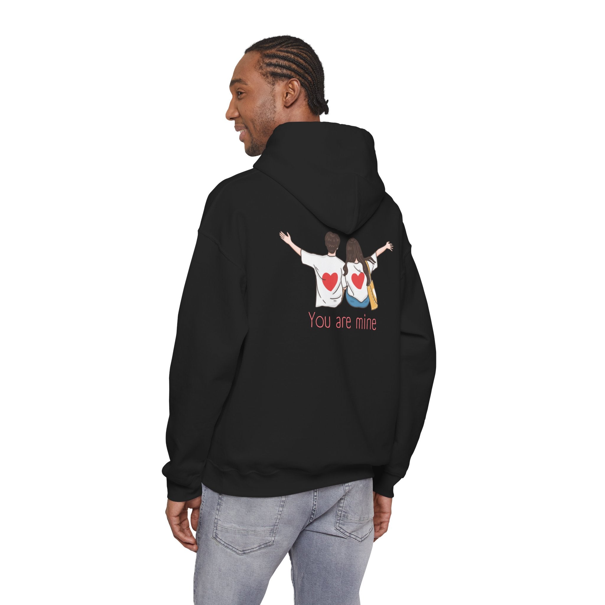 Cute Couples Hoodie — "You Are Mine" Matching Heart Back Design
