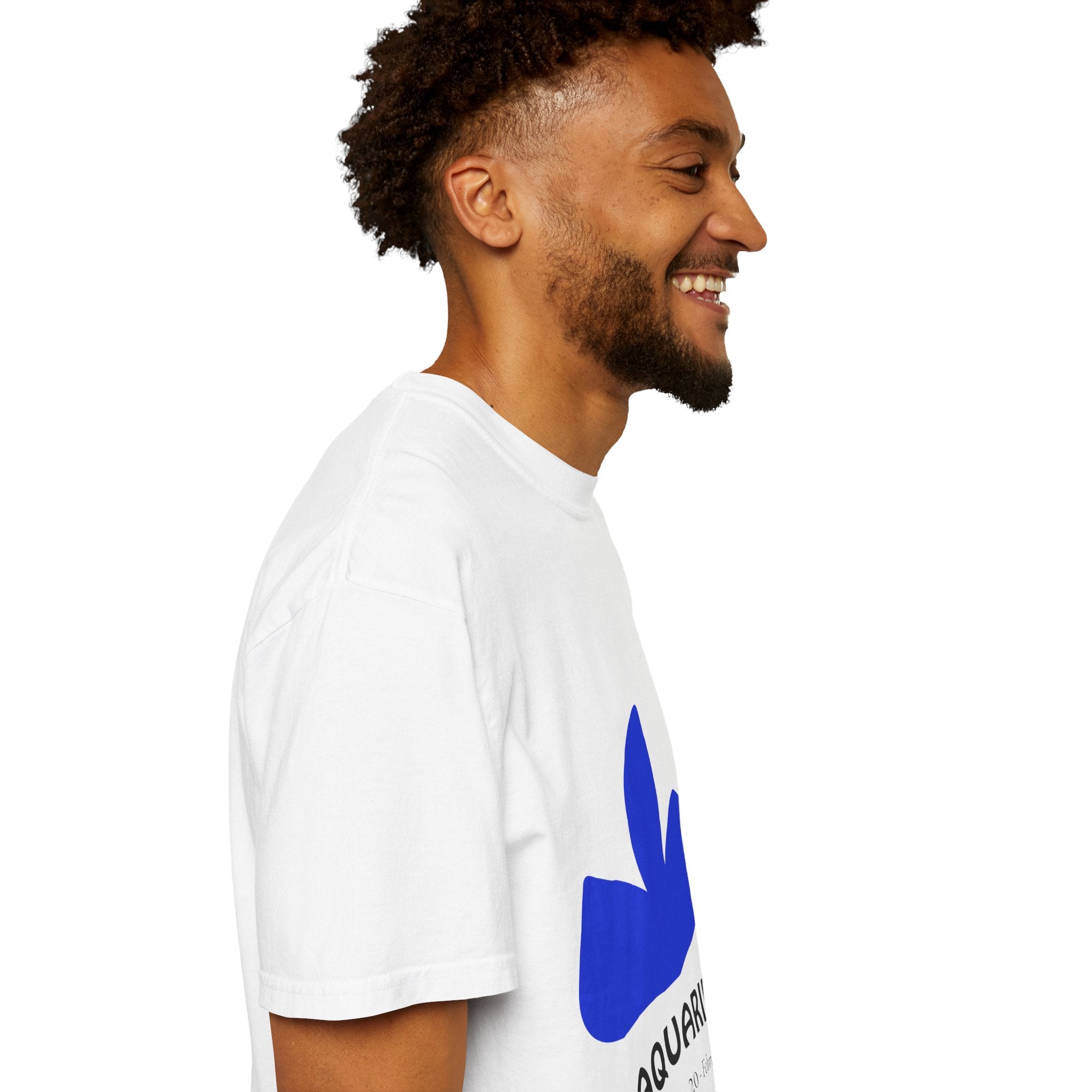 Aquarius Zodiac T-Shirt — Bold Blue Symbol, January 20–February 18 Astrology Tee