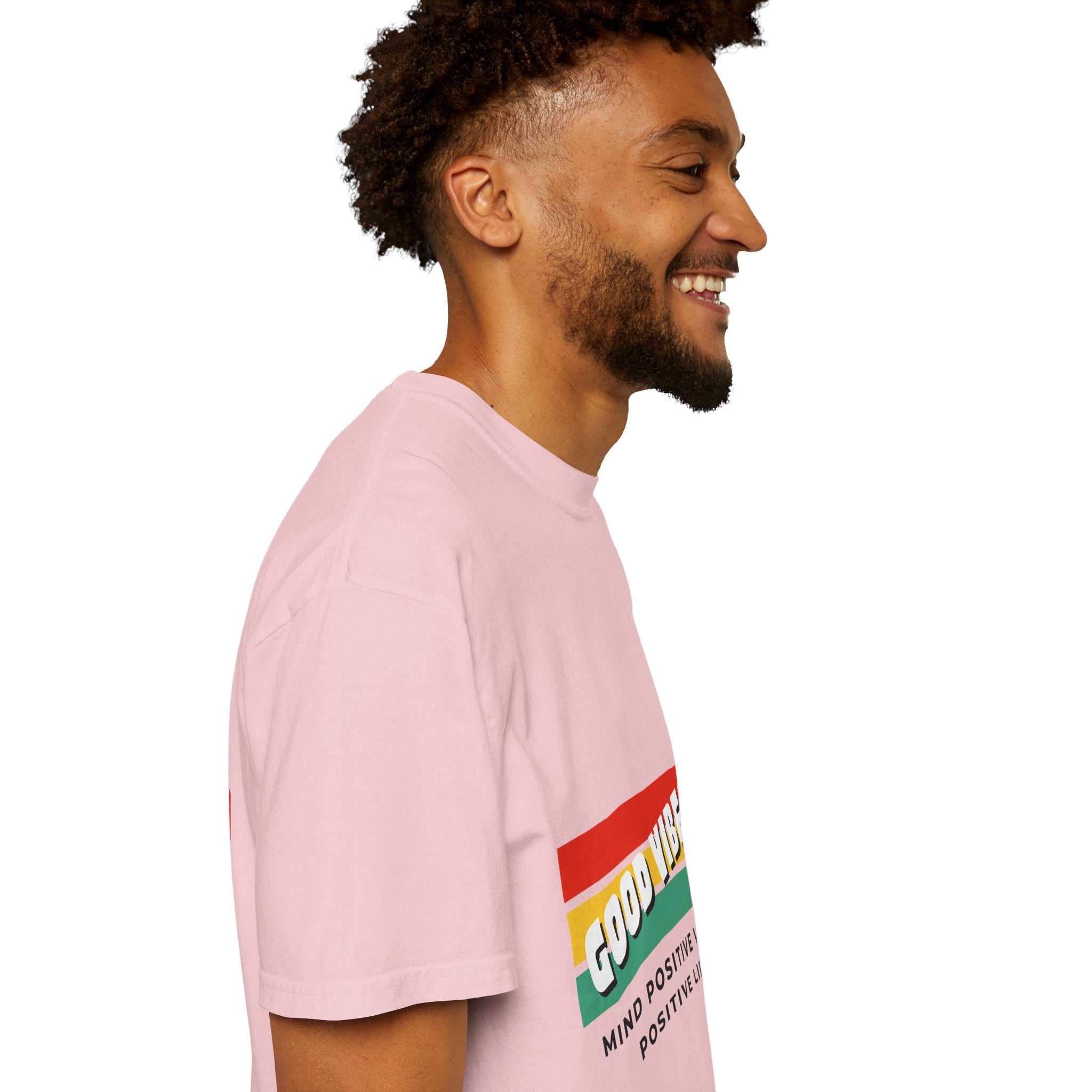 Good Vibes T-Shirt — Retro Stripes “Mind Positive Vibes, Positive Life”