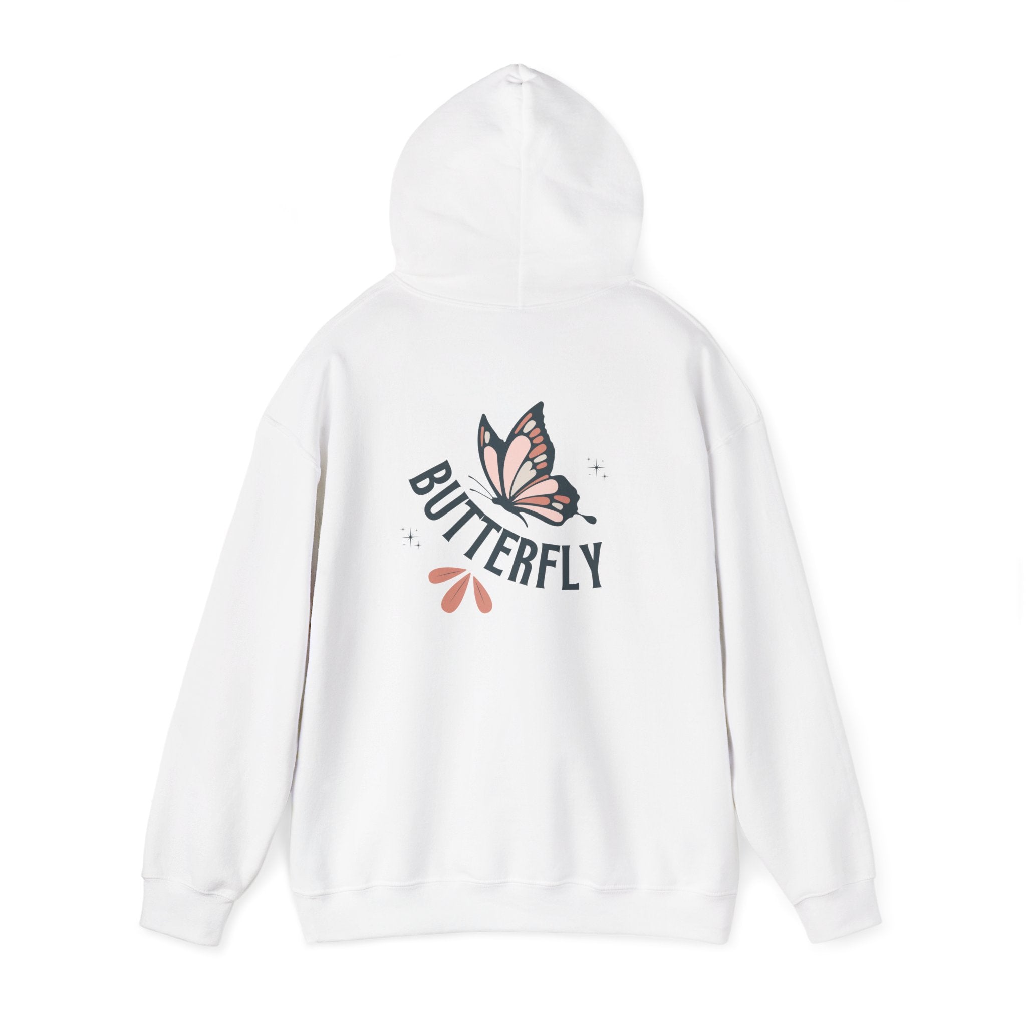 Butterfly Hoodie — Floral Pink Butterfly Graphic Pullover