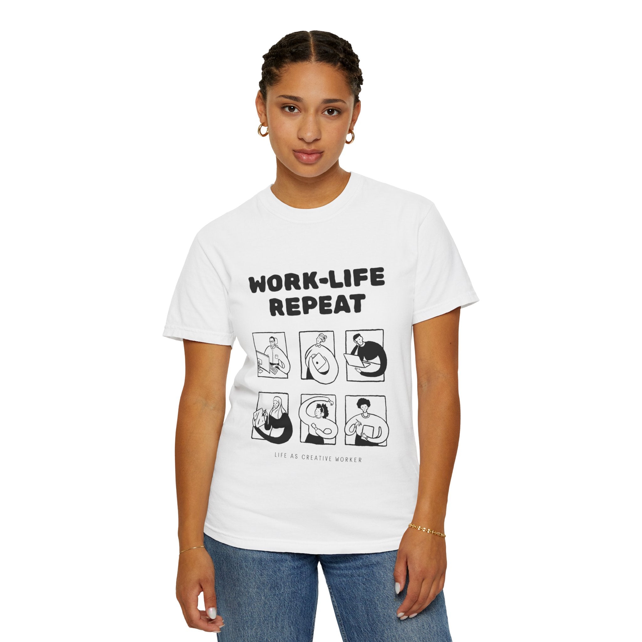 Work-Life Repeat T-Shirt — Minimalist Graphic Tee for Busy Professionals