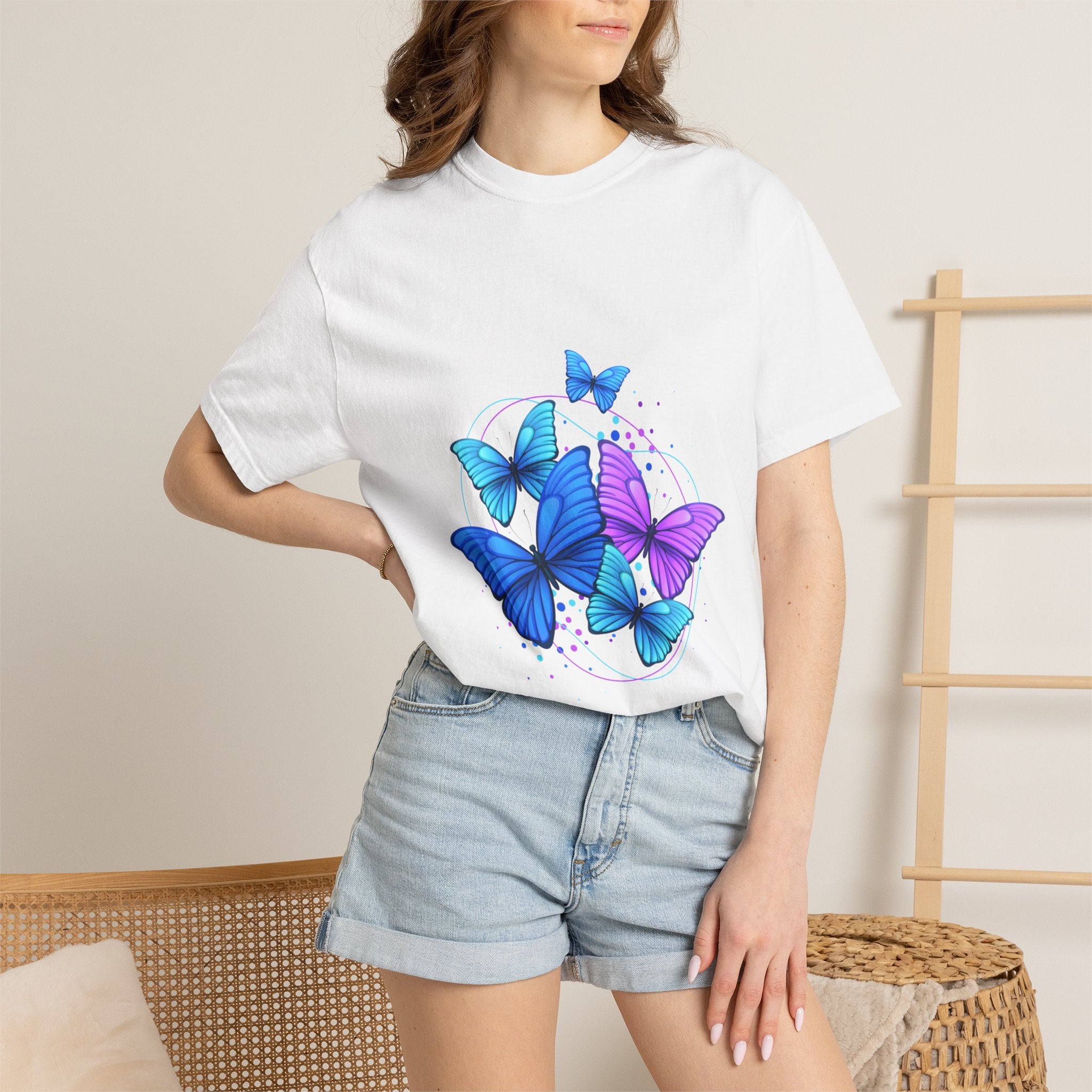 Butterfly Cluster T‑Shirt — Blue & Purple Wings Graphic Tee