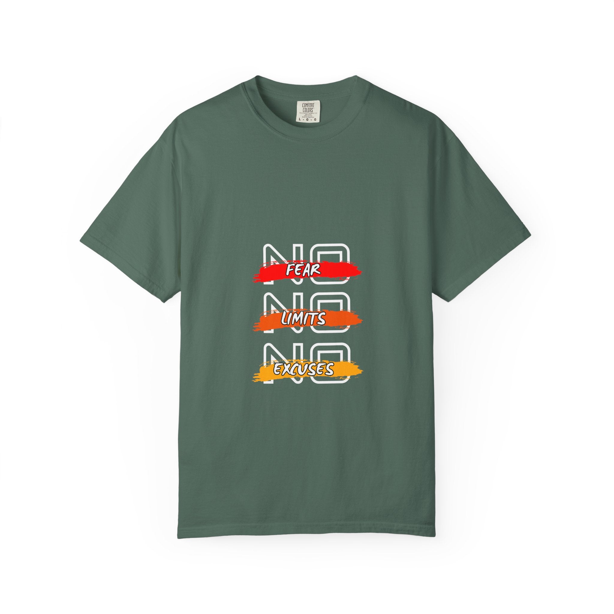 T-Shirt — "No Fear, No Limits, No Excuses" Motivational Graphic Tee