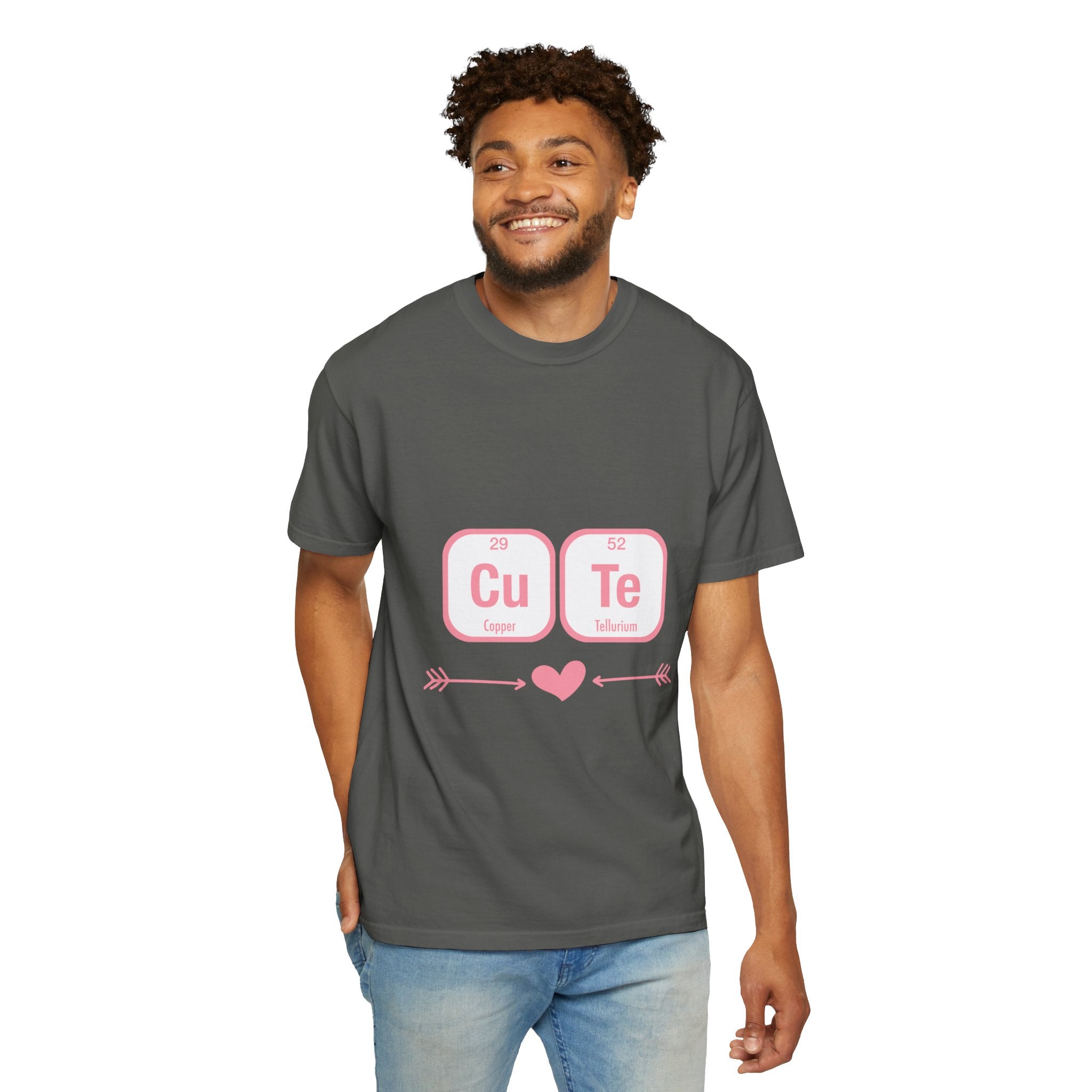 Cute Chemistry Tee — "Cu Te" Element Heart Graphic T-Shirt