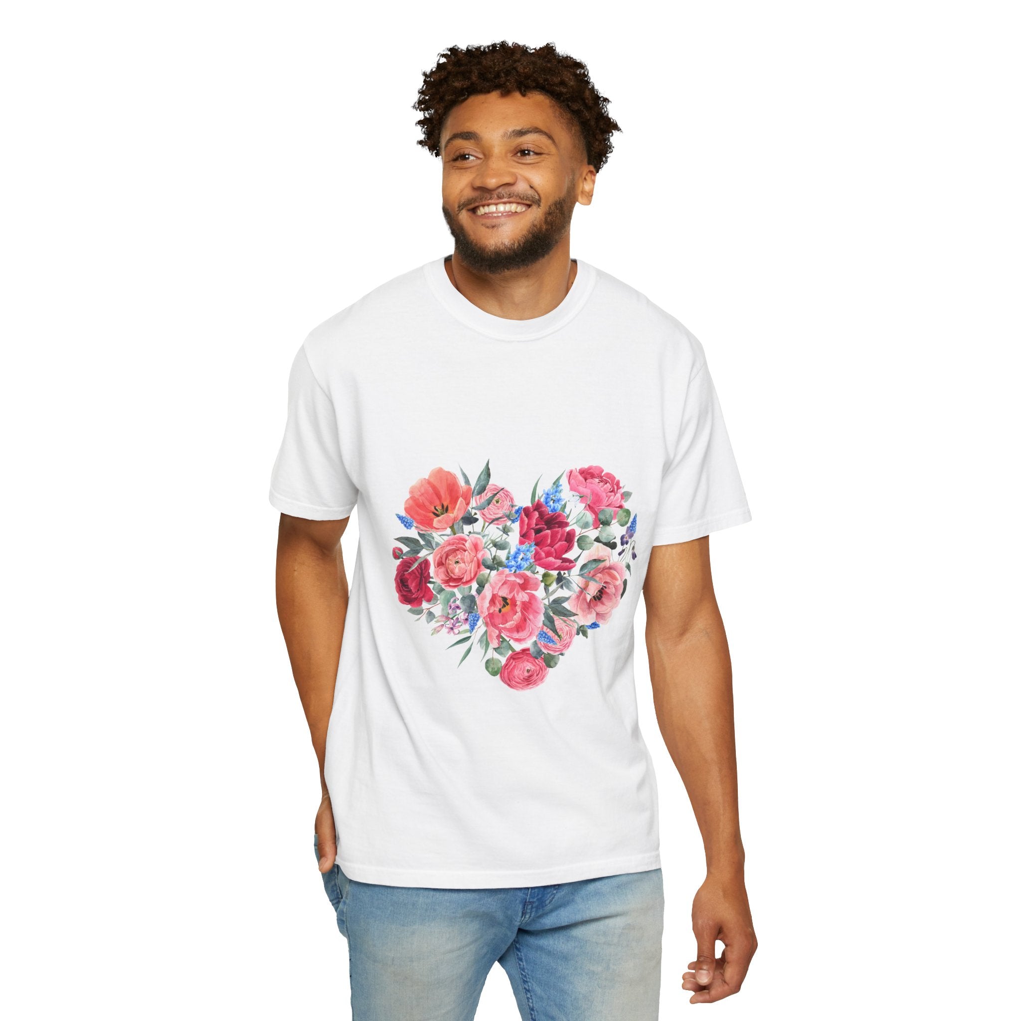 Floral Heart T-Shirt – Watercolor Rose Heart Graphic Tee (Valentine’s Day, Mother's Day)