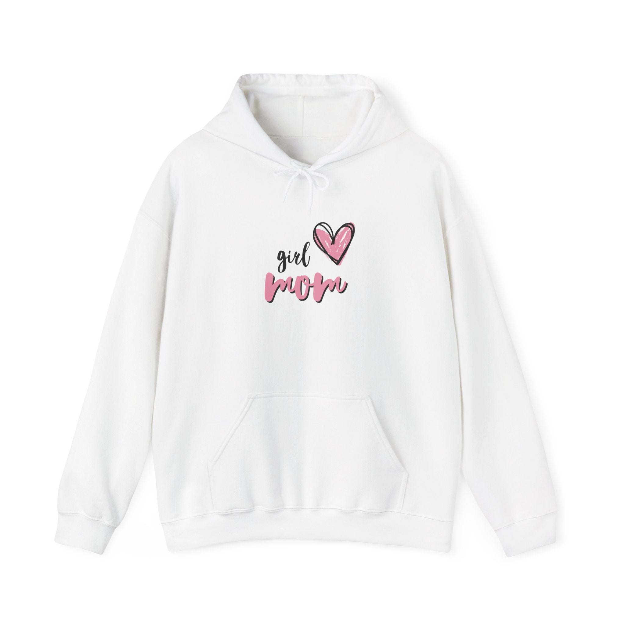 Girl Mom Hoodie — Cute Pink Heart Mom Sweatshirt, Mother’s Day Gift