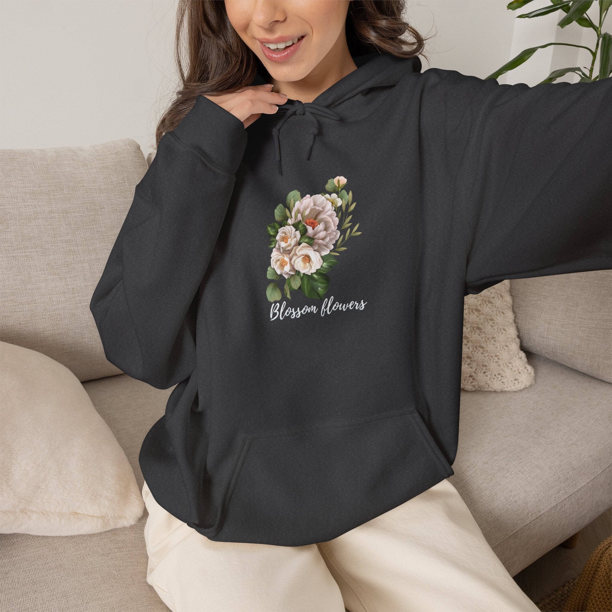 Floral 'Blossom Flowers' Hoodie – Soft Vintage Rose Graphic