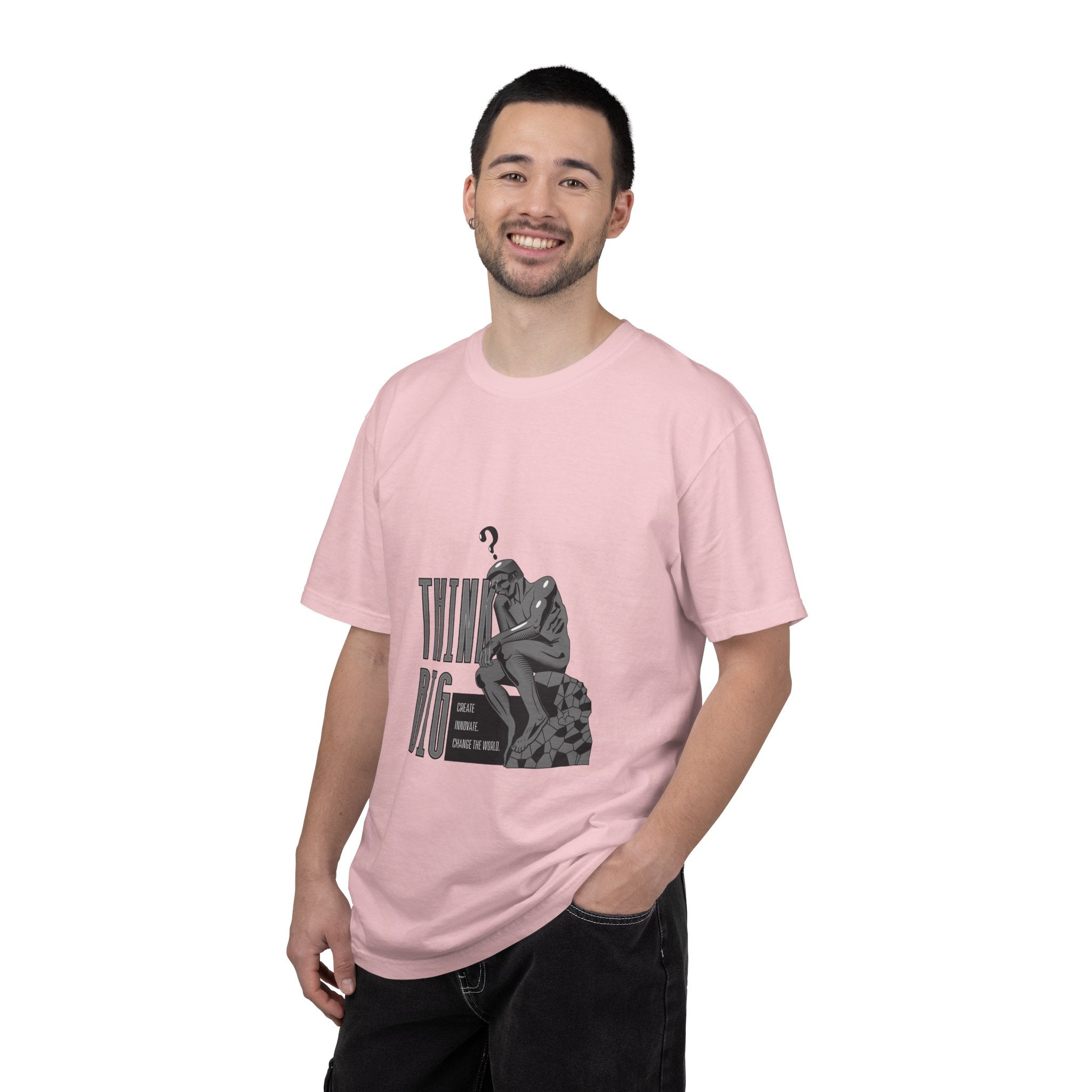 Think Big T-Shirt — Motivational Graphic Tee with Thinking Man Design